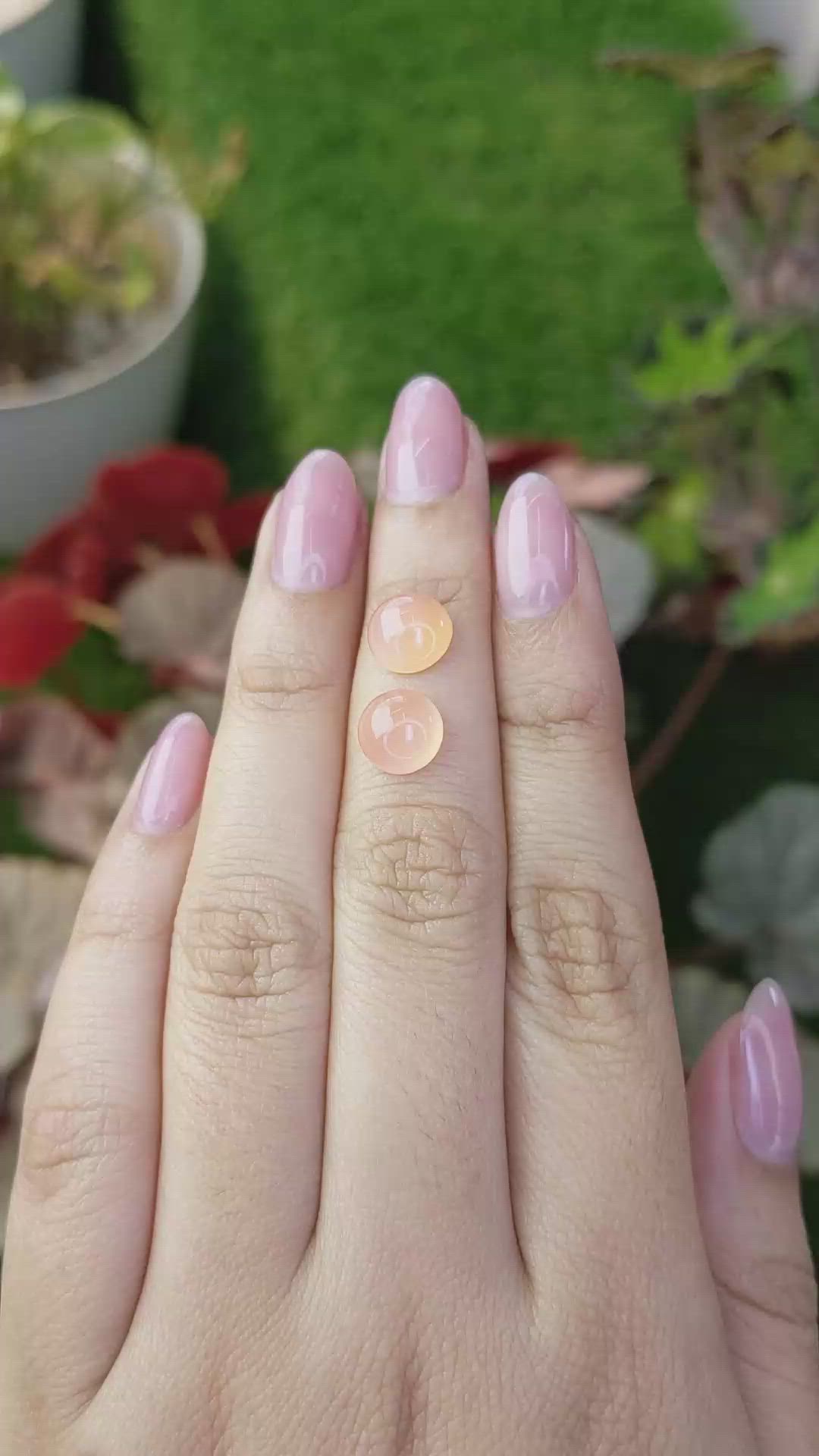 4.71&nbsp;Ct.Tw.Total Carat Weight Peach Cabochon Moonstone Pair from Ceylon (Sri Lanka) Size Video