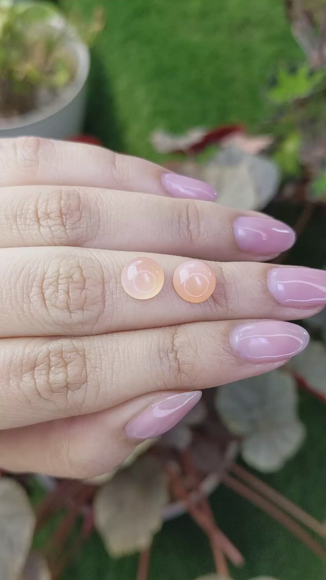4.71&nbsp;Ct.Tw.Total Carat Weight Peach Cabochon Moonstone Pair from Ceylon (Sri Lanka) Size Video