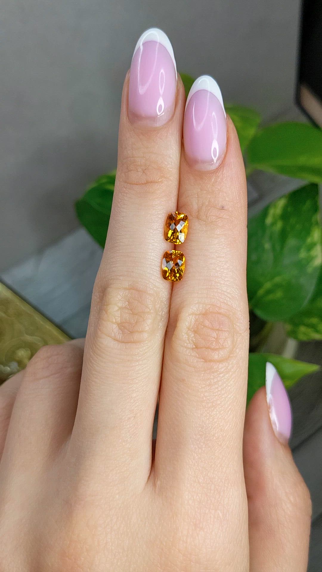 1.70&nbsp;Ct.Tw.Total Carat Weight Orangish Yellow Citrine Pair from Brazil Size Video