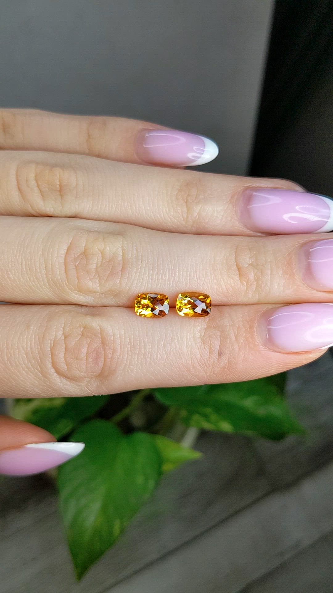 1.70&nbsp;Ct.Tw.Total Carat Weight Orangish Yellow Citrine Pair from Brazil Size Video