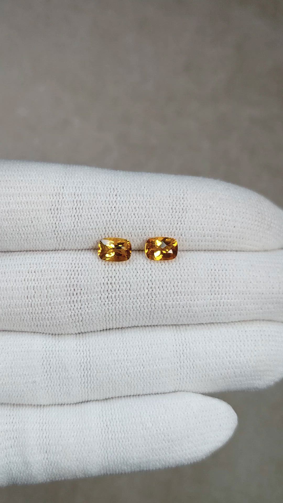 1.70&nbsp;Ct.Tw.Total Carat Weight Orangish Yellow Citrine Pair from Brazil Size Video