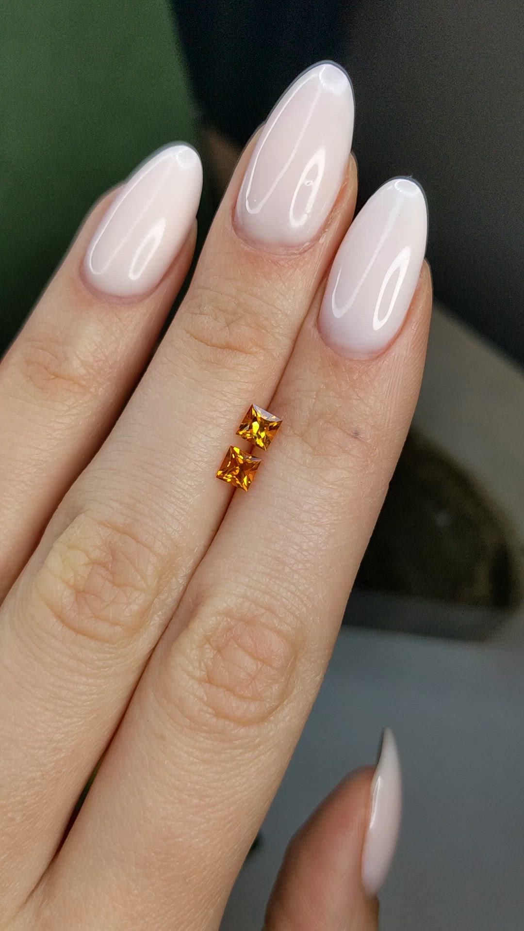 0.64&nbsp;Ct.Tw.Total Carat Weight Yellowish Orange Citrine Pair from Brazil Size Video