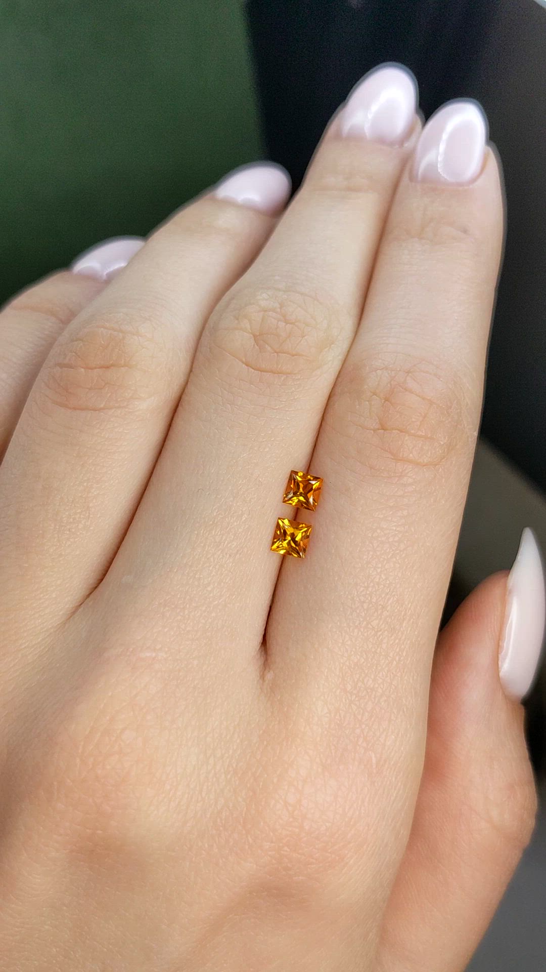 0.64&nbsp;Ct.Tw.Total Carat Weight Yellowish Orange Citrine Pair from Brazil Size Video