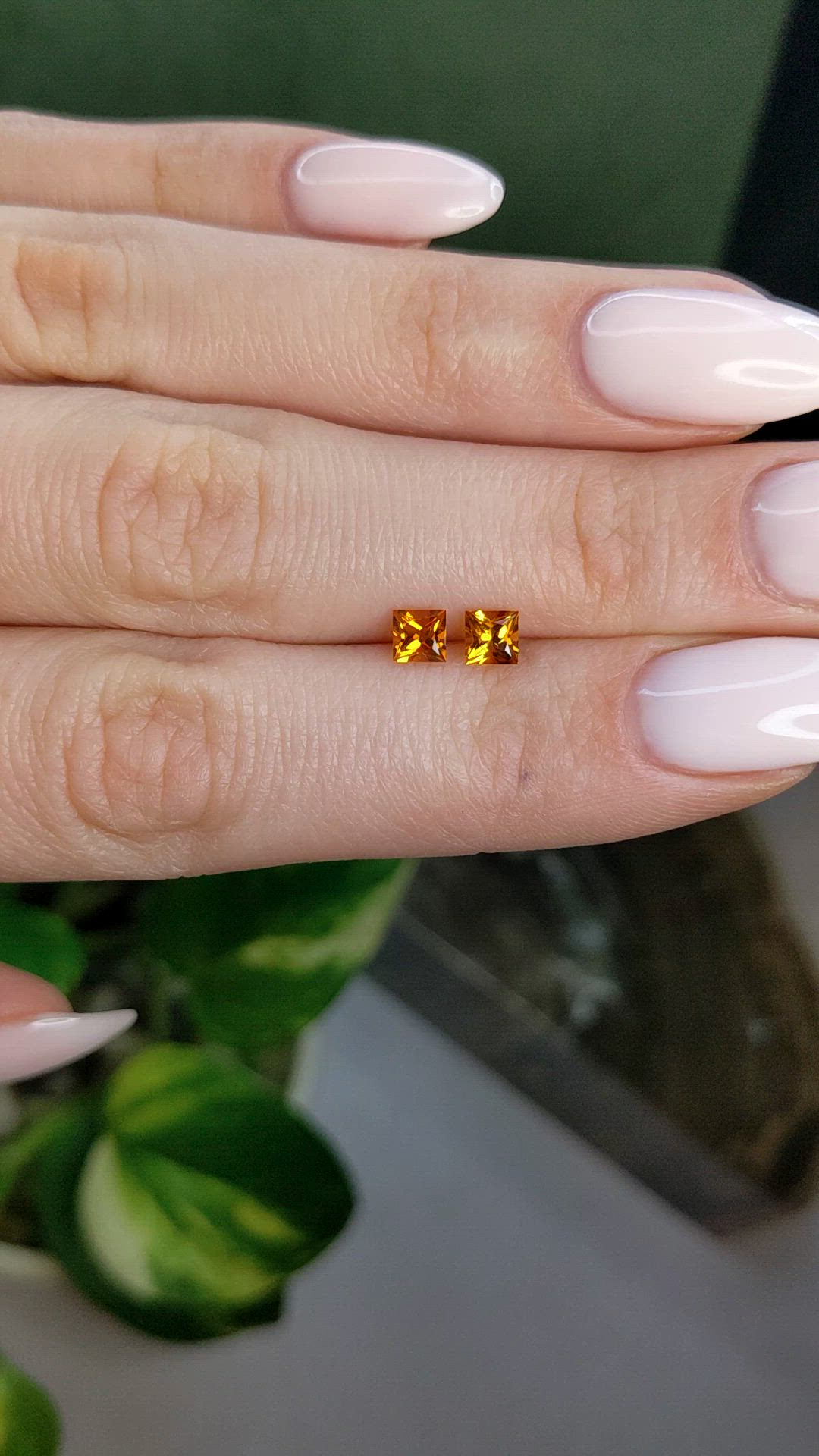 0.64&nbsp;Ct.Tw.Total Carat Weight Yellowish Orange Citrine Pair from Brazil Size Video