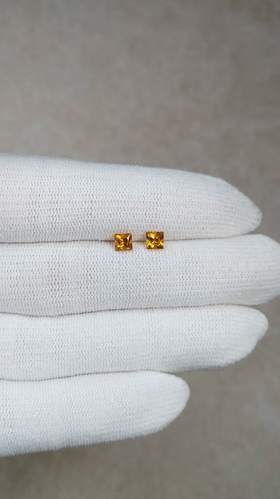 0.64&nbsp;Ct.Tw.Total Carat Weight Yellowish Orange Citrine Pair from Brazil Size Video