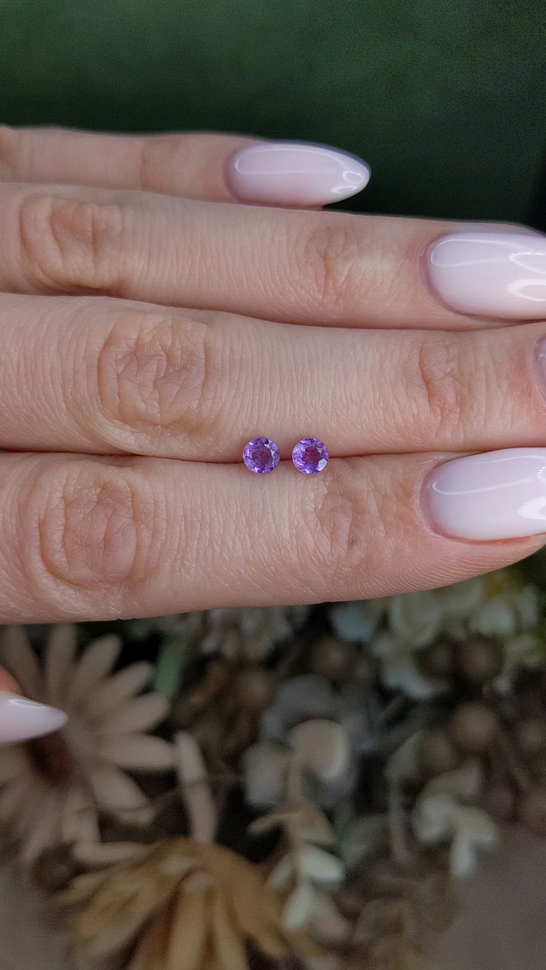 0.46 Ct.Tw.Total Carat Weight Purple Amethyst Pair from Brazil Size Video