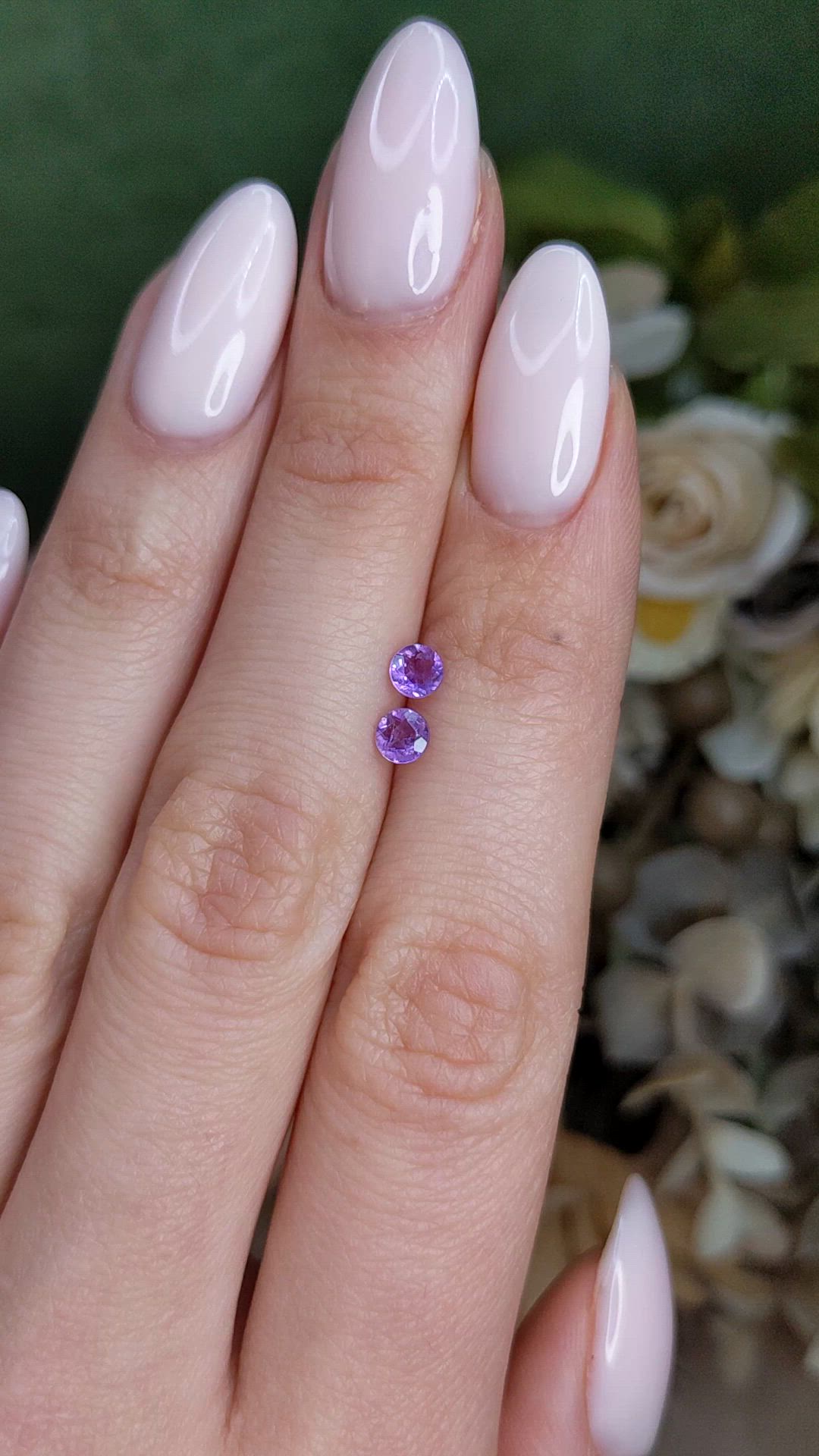0.46 Ct.Tw.Total Carat Weight Purple Amethyst Pair from Brazil Size Video
