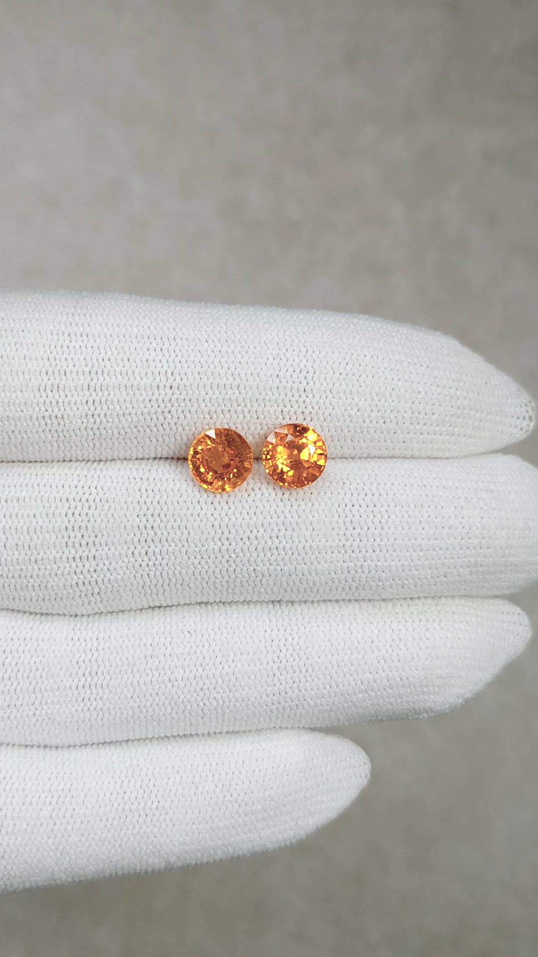 4.87&nbsp;Ct.Tw.Total Carat Weight Orange Spessartite Garnet Pair from Madagascar Size Video