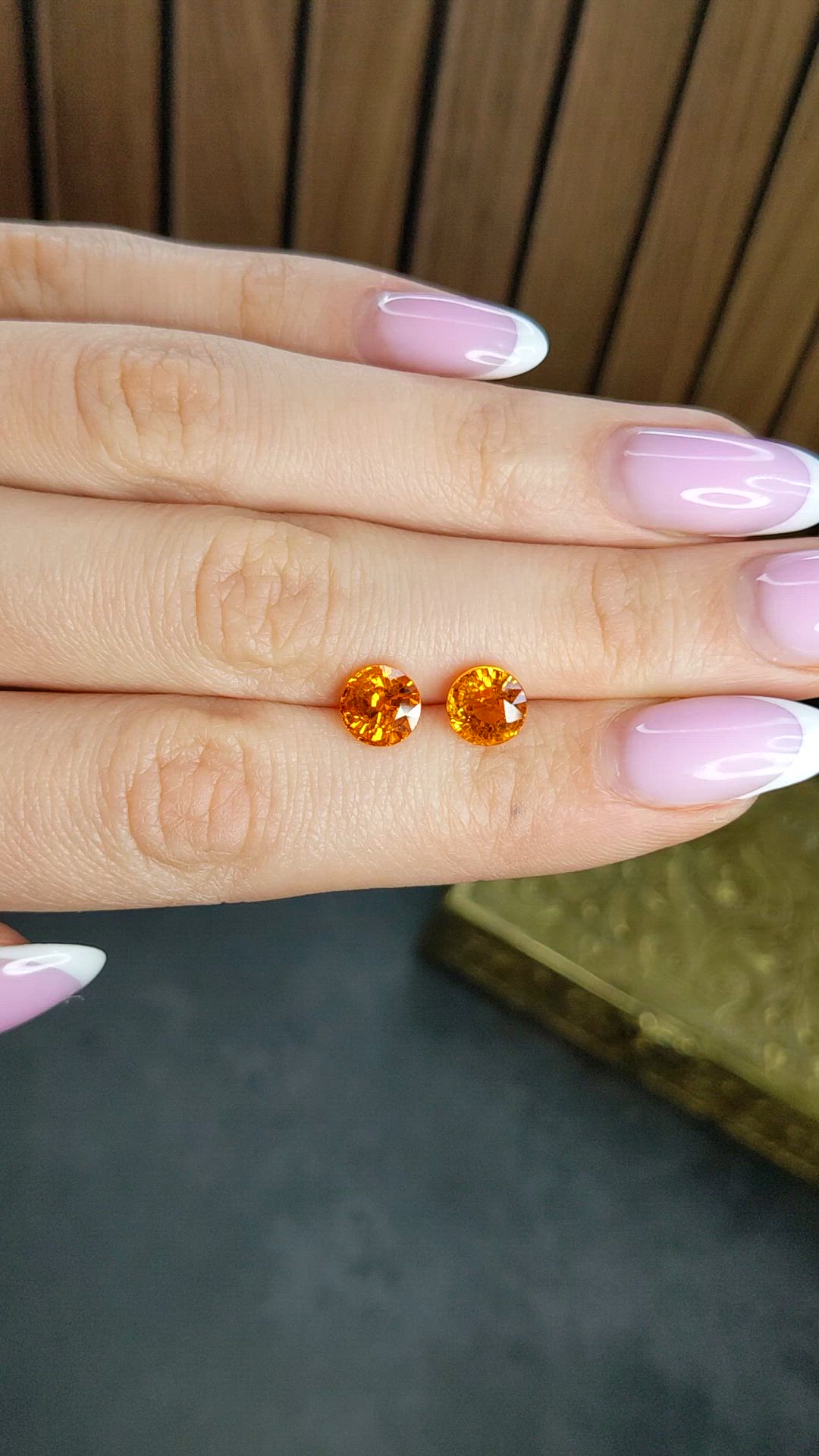 4.87&nbsp;Ct.Tw.Total Carat Weight Orange Spessartite Garnet Pair from Madagascar Size Video