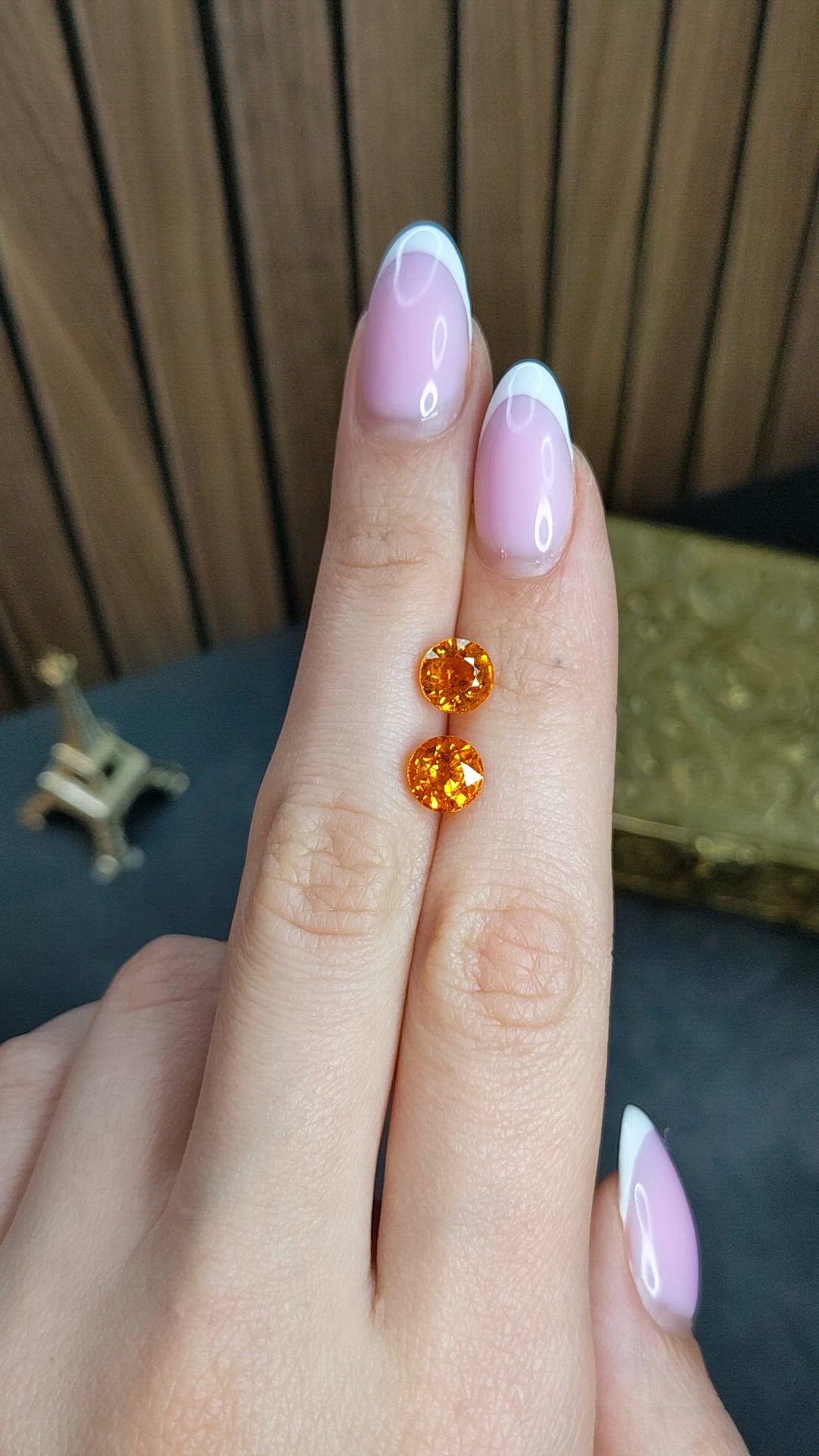 4.87&nbsp;Ct.Tw.Total Carat Weight Orange Spessartite Garnet Pair from Madagascar Size Video