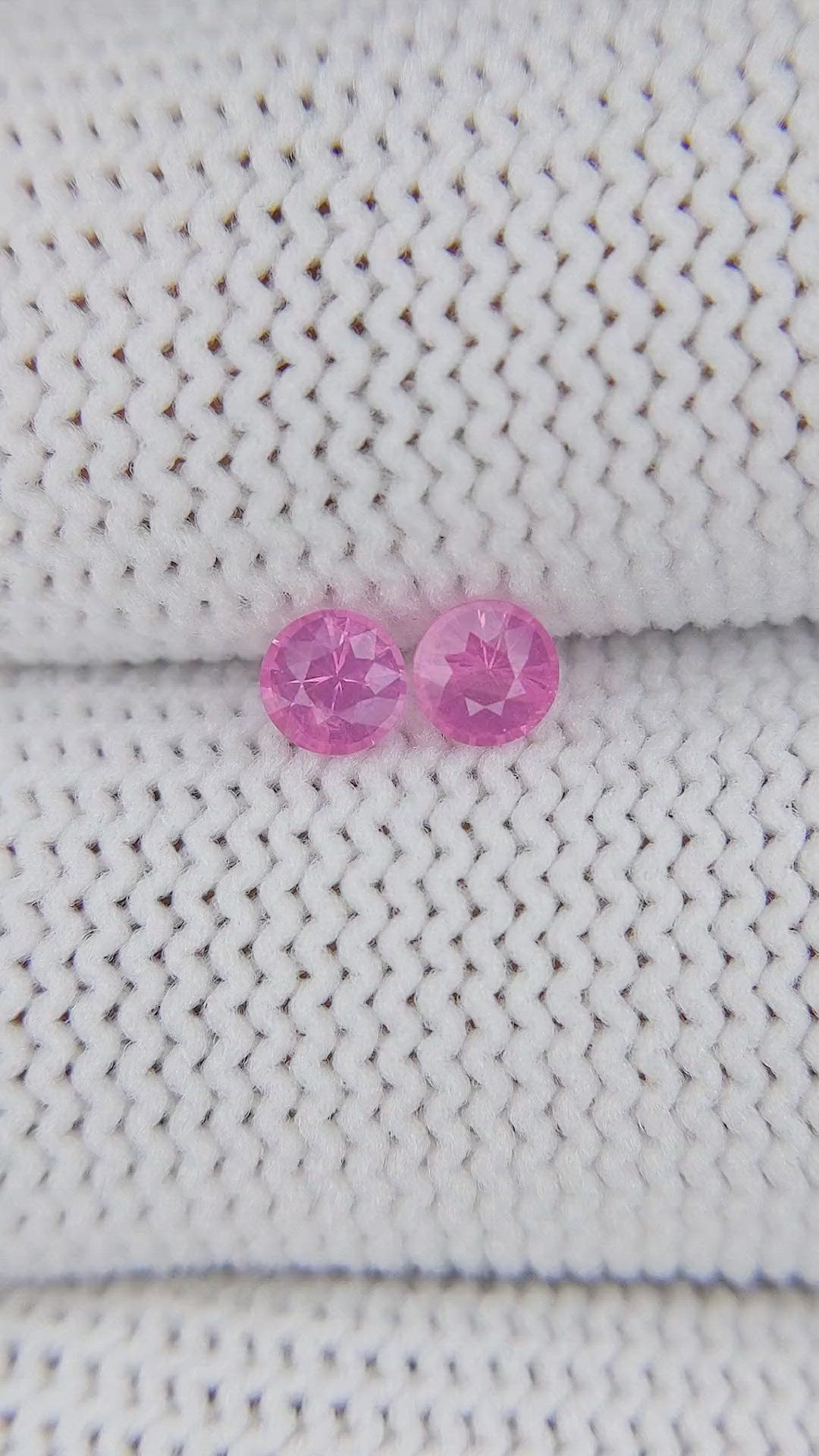 0.43 Ct.Tw.Total Carat Weight Pink Spinel Pair from Tanzania Size Video
