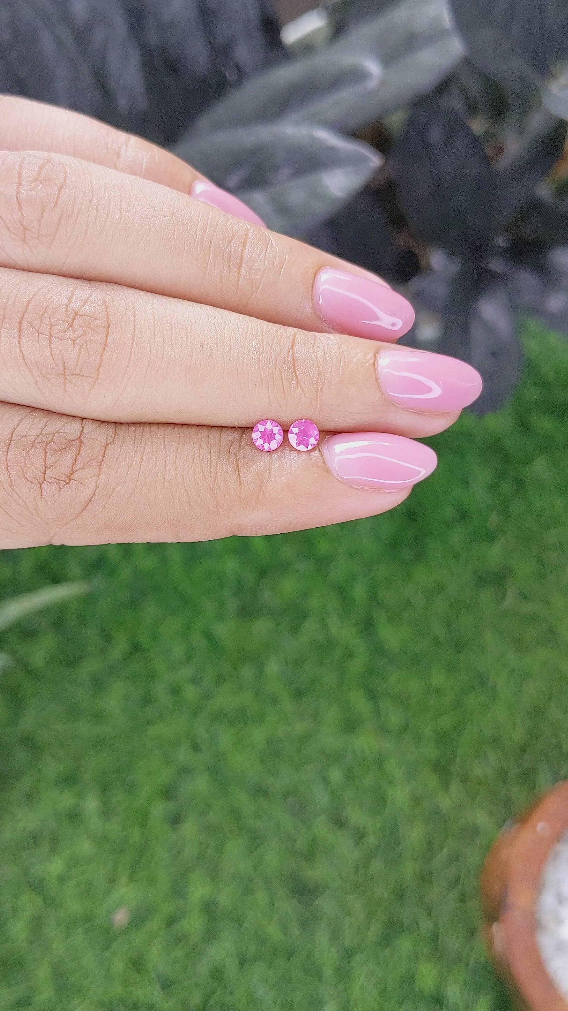 0.43 Ct.Tw.Total Carat Weight Pink Spinel Pair from Tanzania Size Video