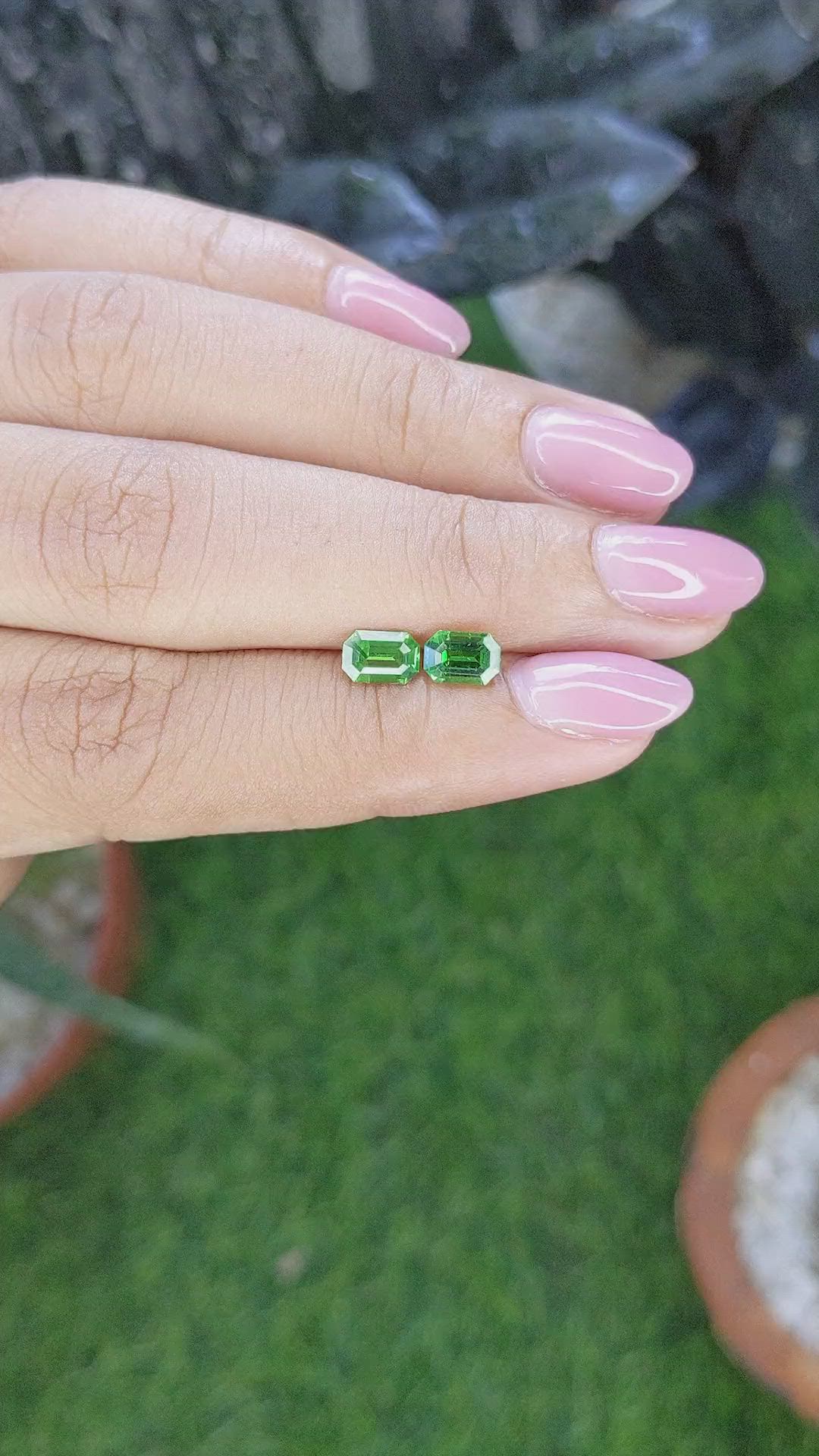 1.31 Ct.Tw.Total Carat Weight Tsavorite Garnet Pair from Tanzania Size Video