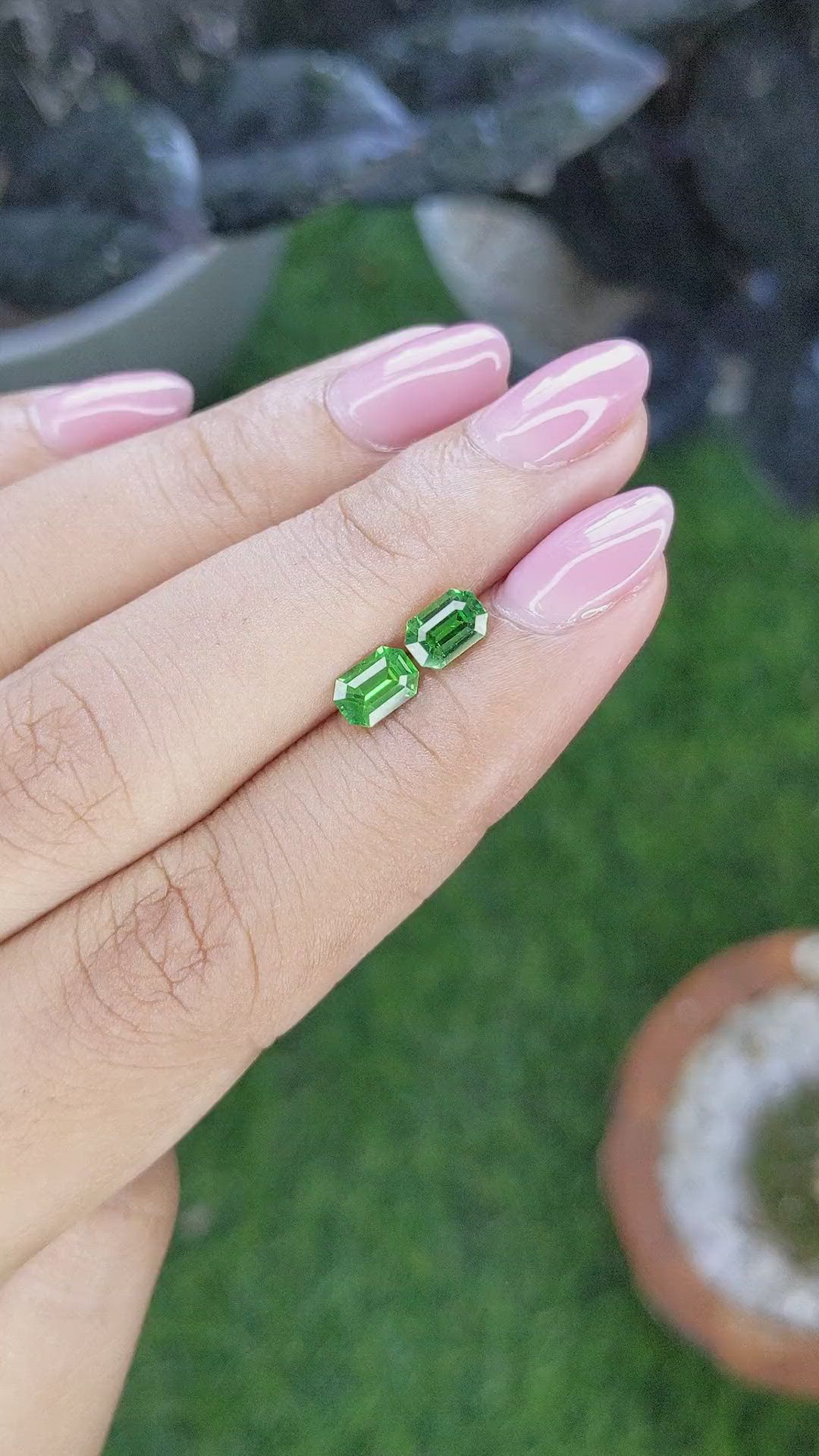1.31 Ct.Tw.Total Carat Weight Tsavorite Garnet Pair from Tanzania Size Video