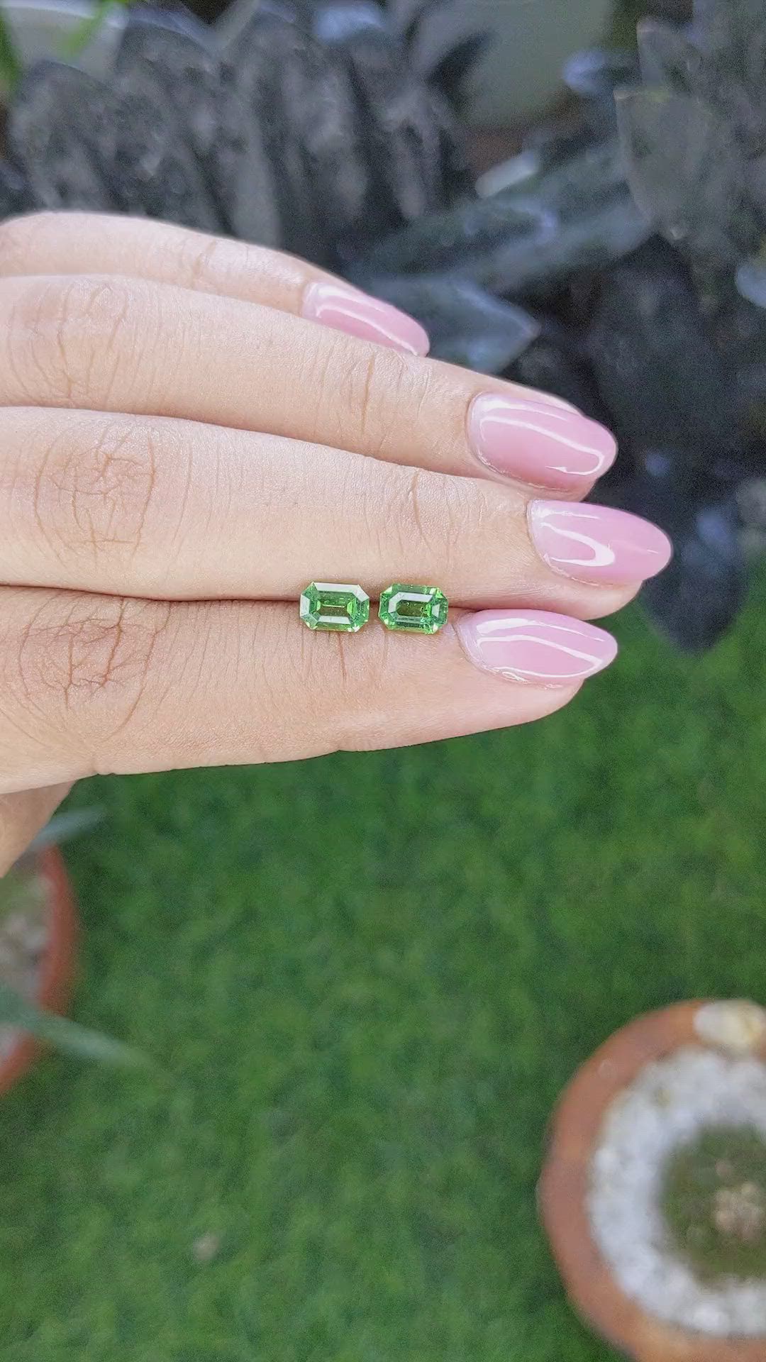 1.43&nbsp;Ct.Tw.Total Carat Weight Tsavorite Garnet Pair from Tanzania Size Video