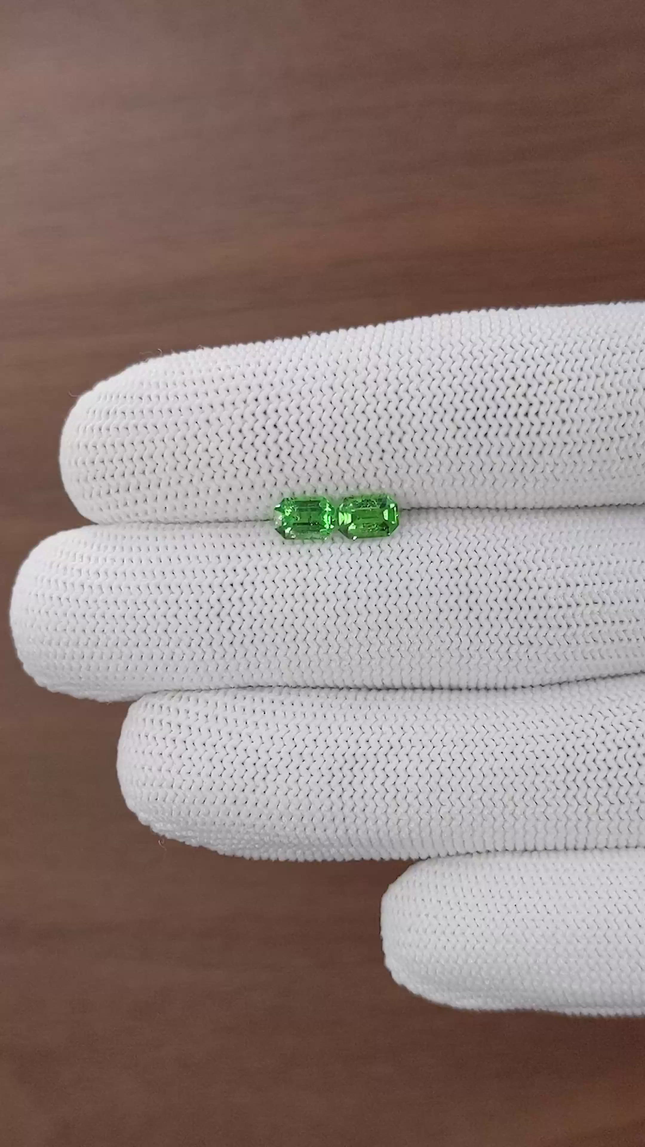 1.43&nbsp;Ct.Tw.Total Carat Weight Tsavorite Garnet Pair from Tanzania Size Video