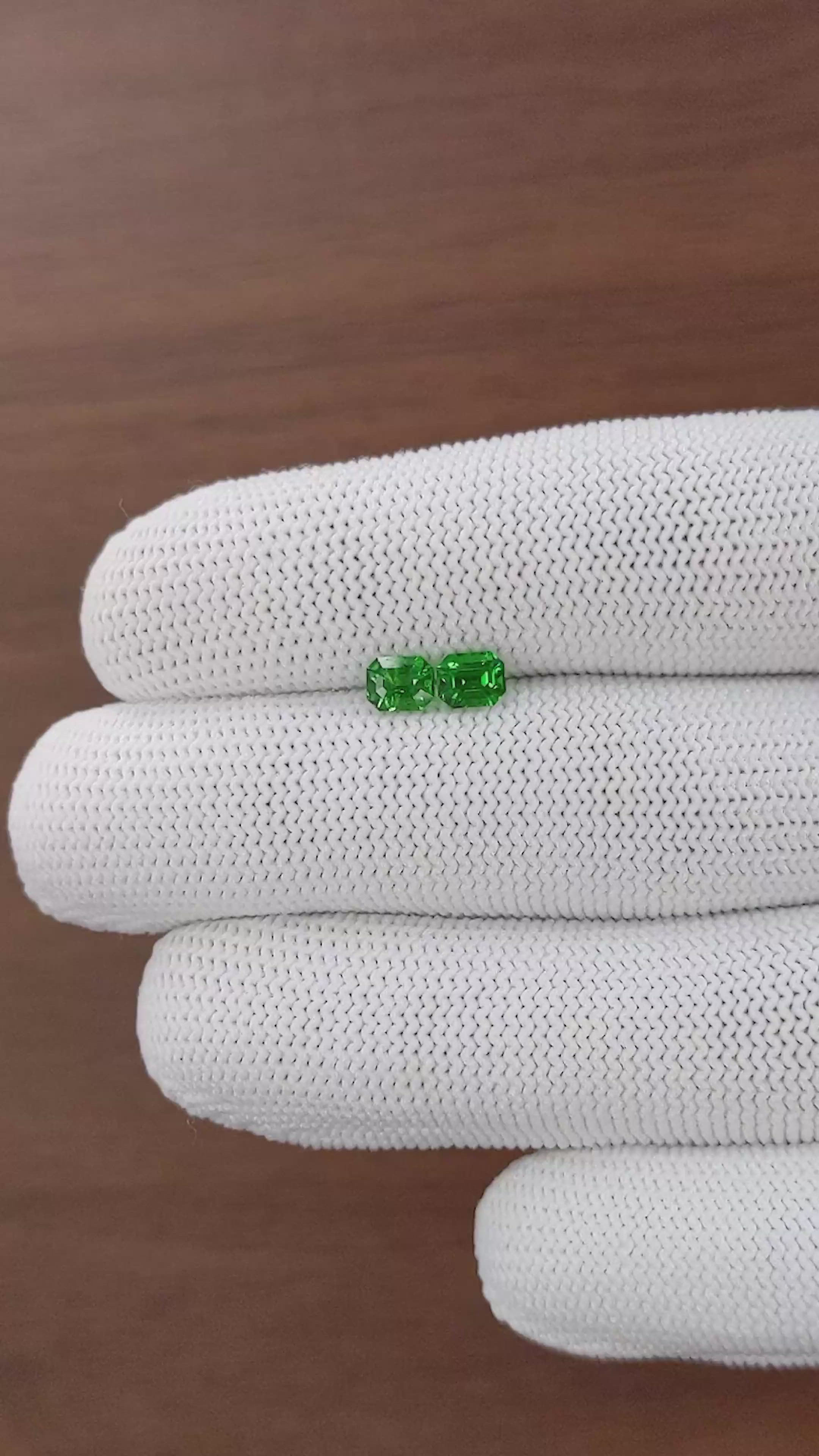 1.16&nbsp;Ct.Tw.Total Carat Weight Tsavorite Garnet Pair from Tanzania Size Video