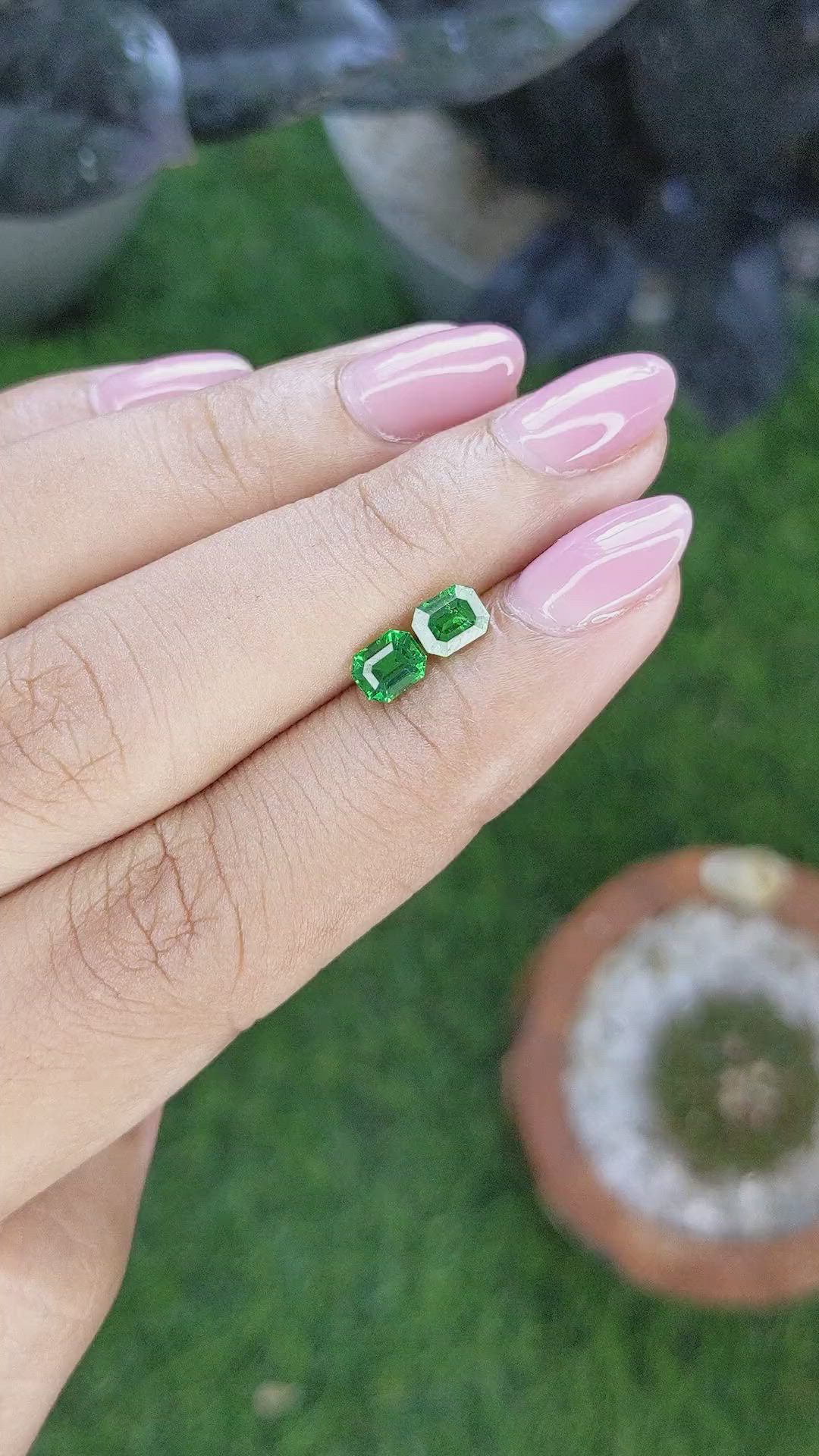 1.16&nbsp;Ct.Tw.Total Carat Weight Tsavorite Garnet Pair from Tanzania Size Video