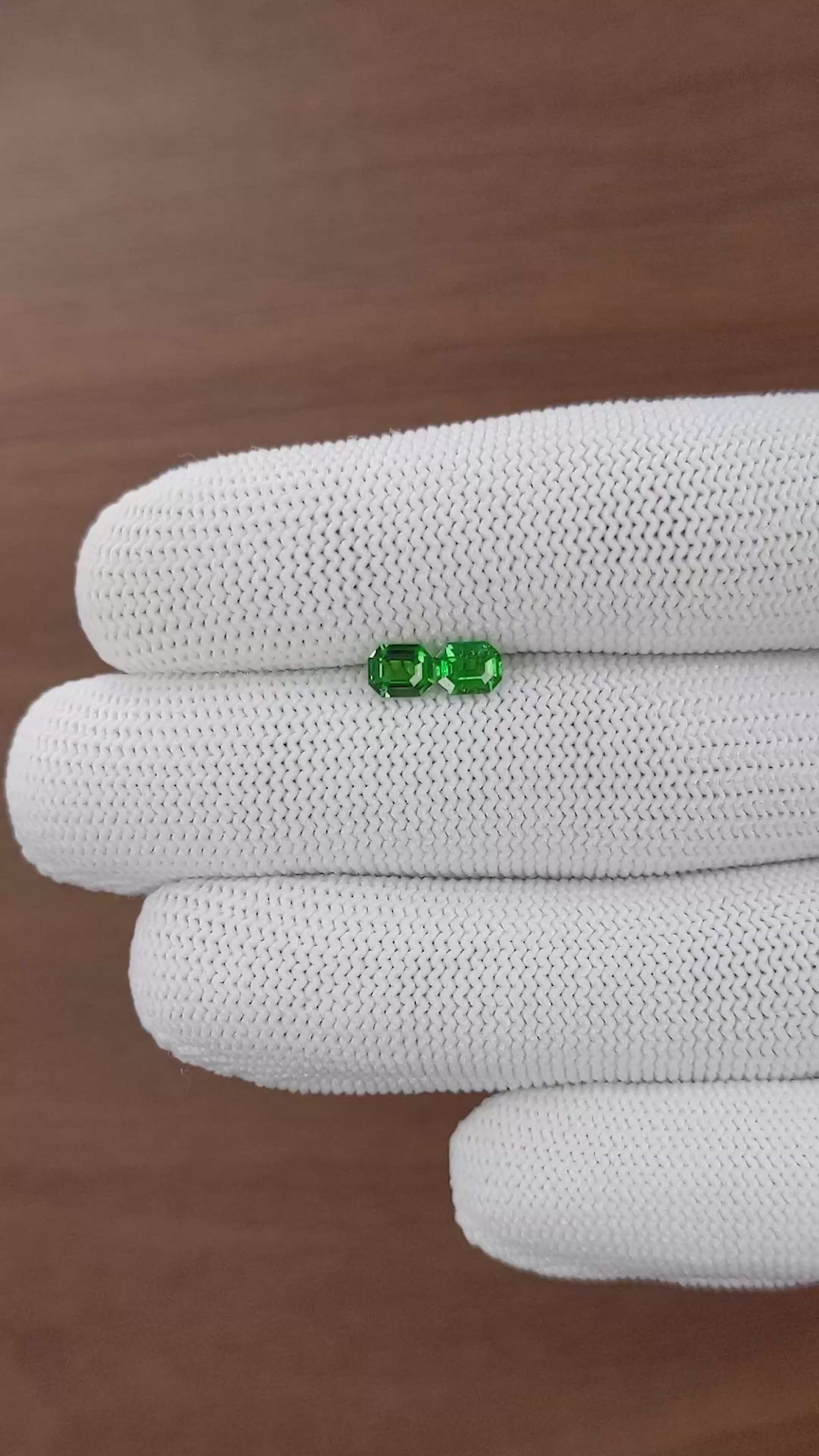 0.86&nbsp;Ct.Tw.Total Carat Weight Tsavorite Garnet Pair from Tanzania Size Video