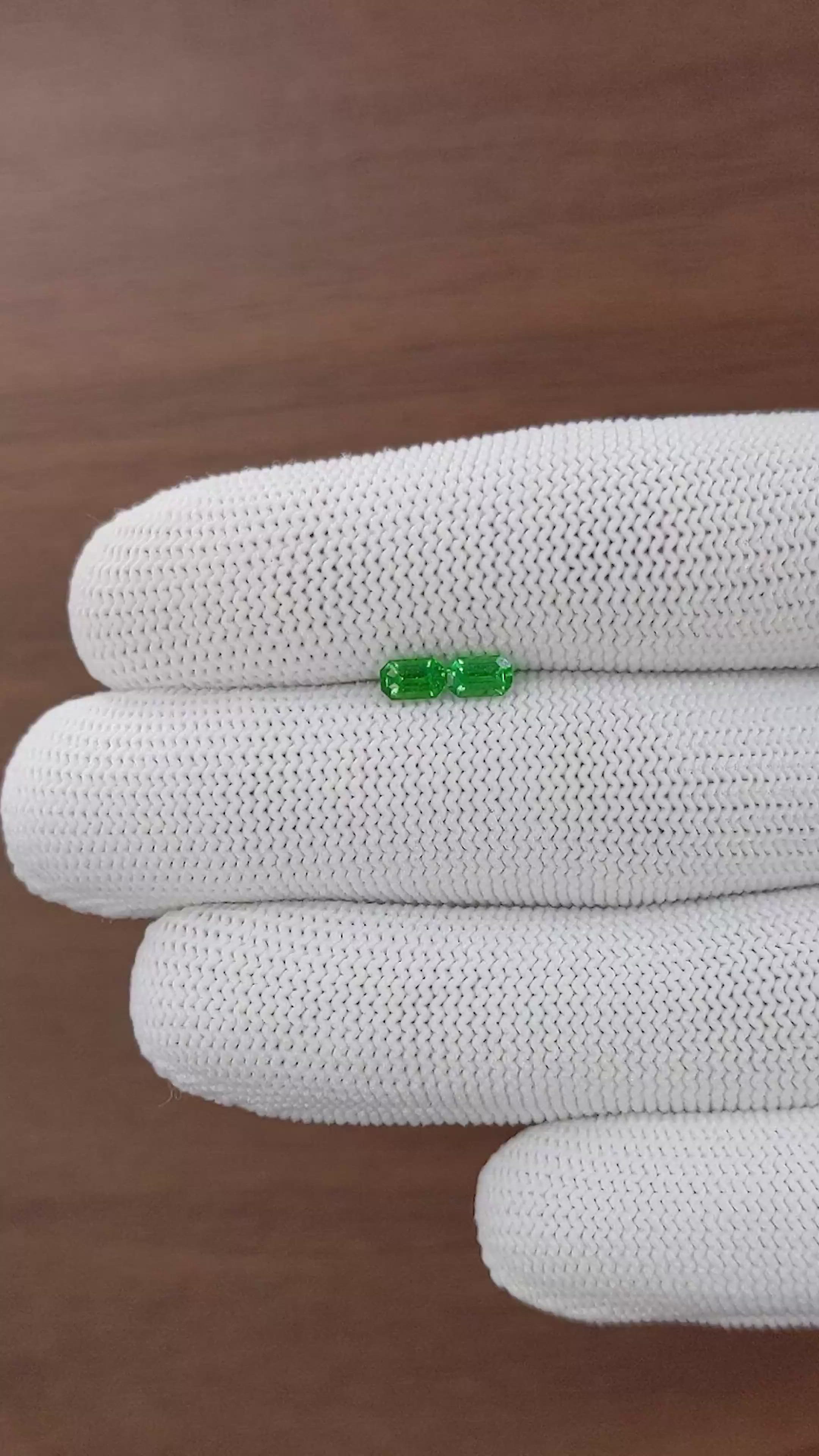 0.72 Ct.Tw.Total Carat Weight Tsavorite Garnet Pair from Tanzania Size Video