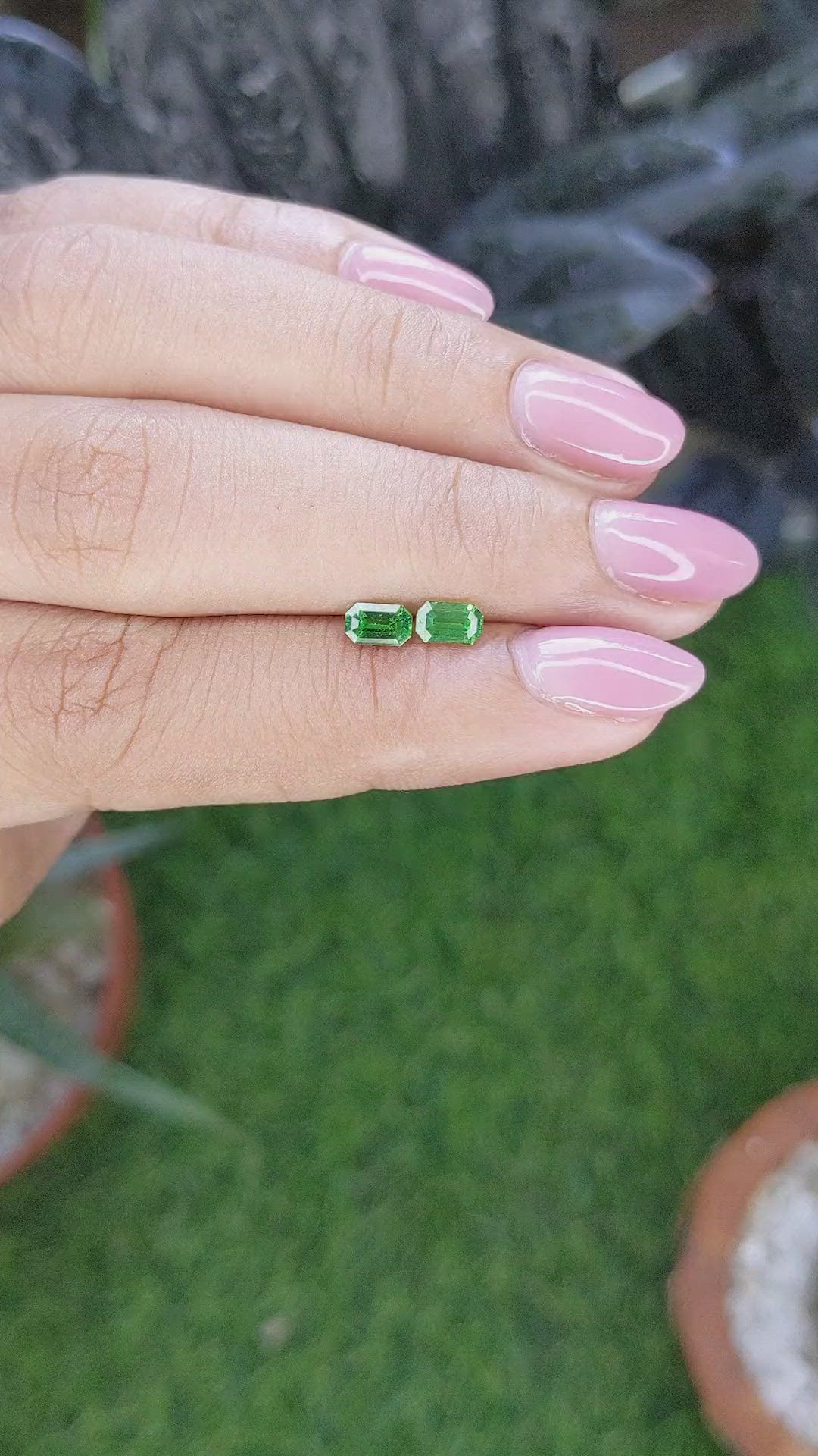 0.72 Ct.Tw.Total Carat Weight Tsavorite Garnet Pair from Tanzania Size Video