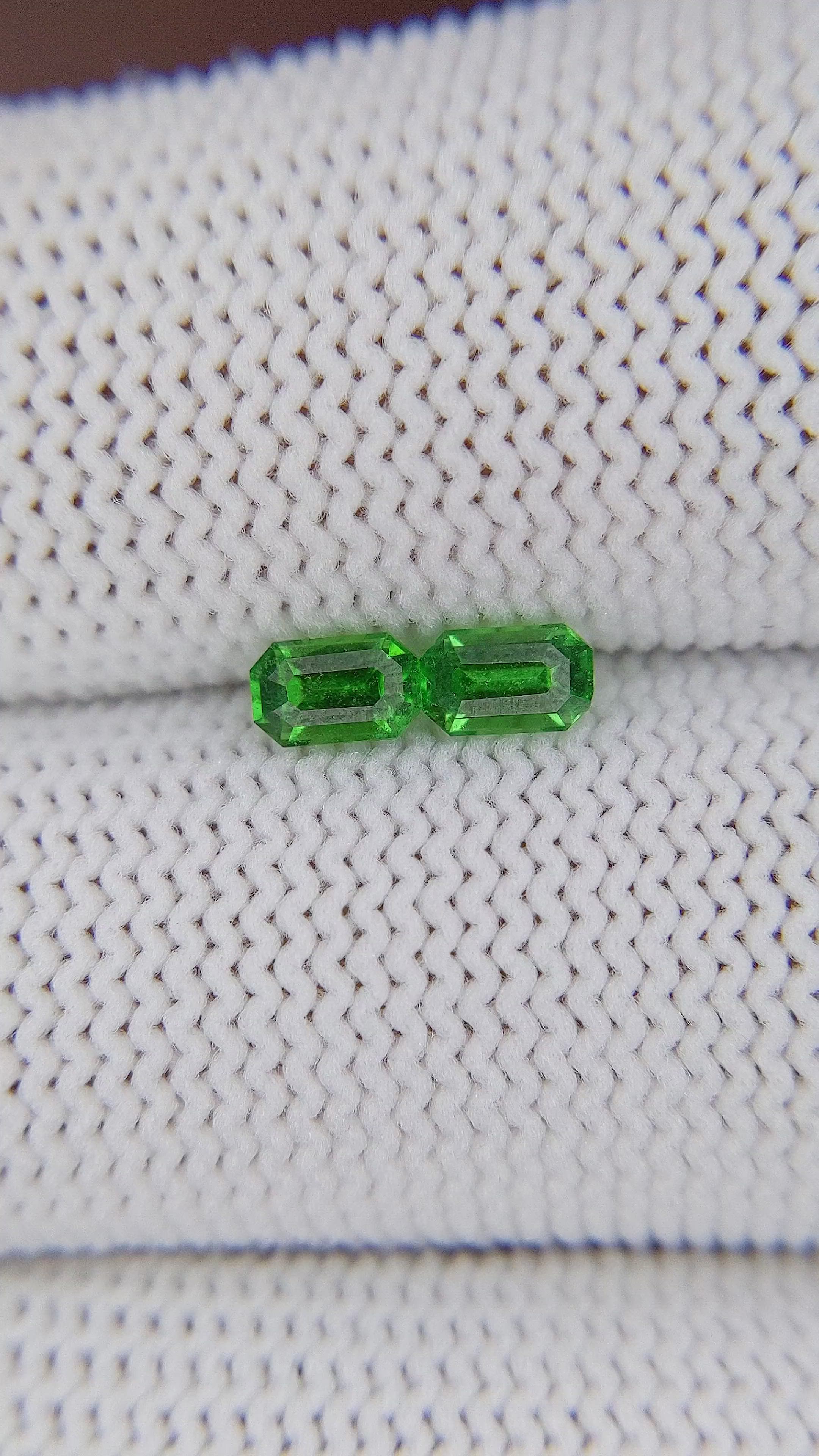 0.72 Ct.Tw.Total Carat Weight Tsavorite Garnet Pair from Tanzania Size Video