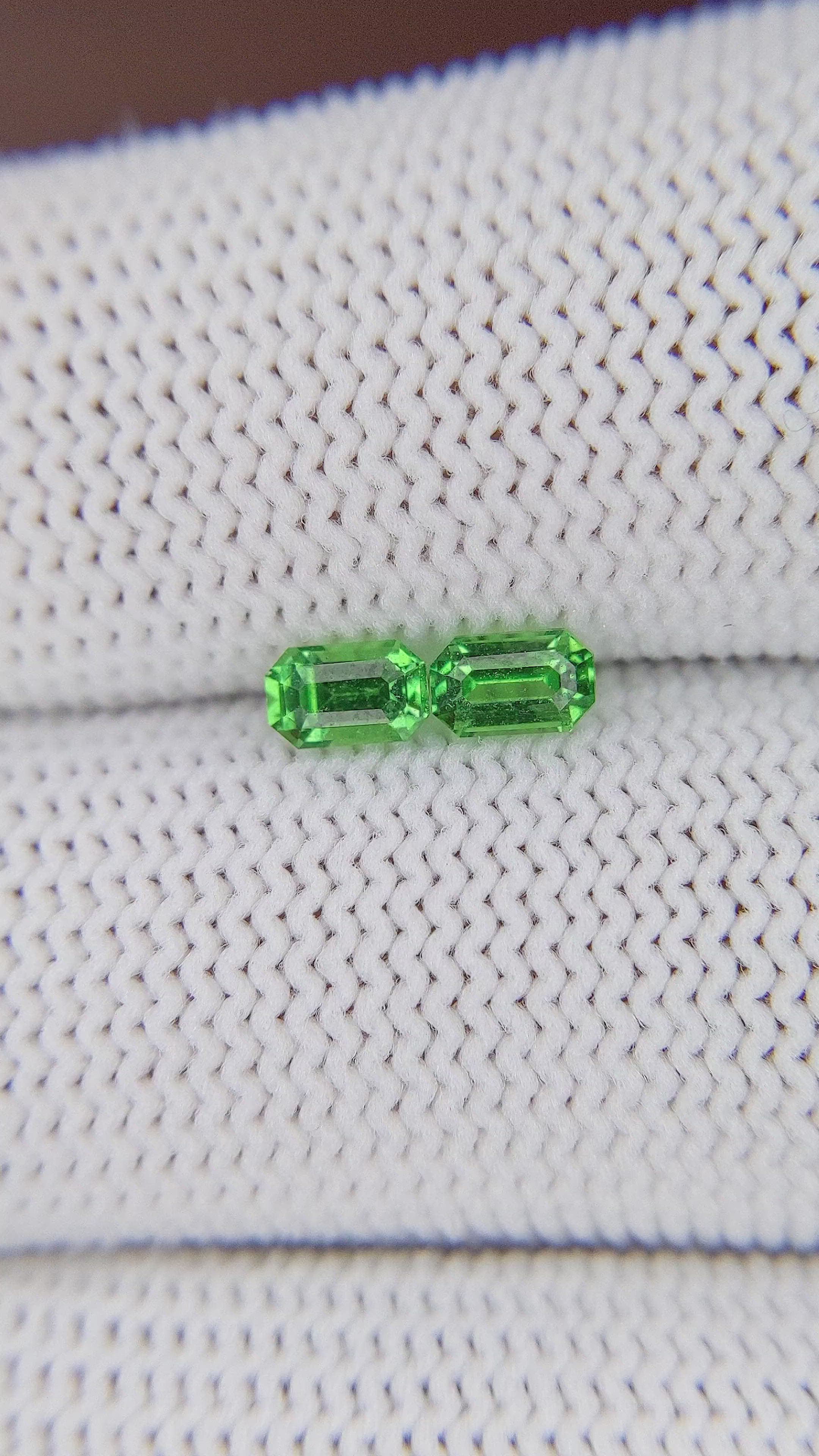 0.76 Ct.Tw.Total Carat Weight Tsavorite Garnet Pair from Tanzania Size Video