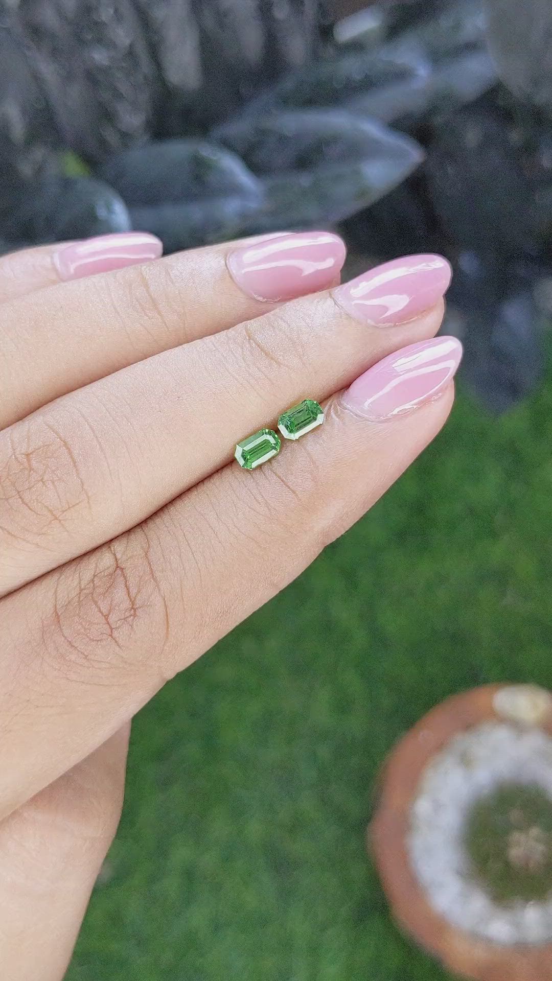 0.76 Ct.Tw.Total Carat Weight Tsavorite Garnet Pair from Tanzania Size Video