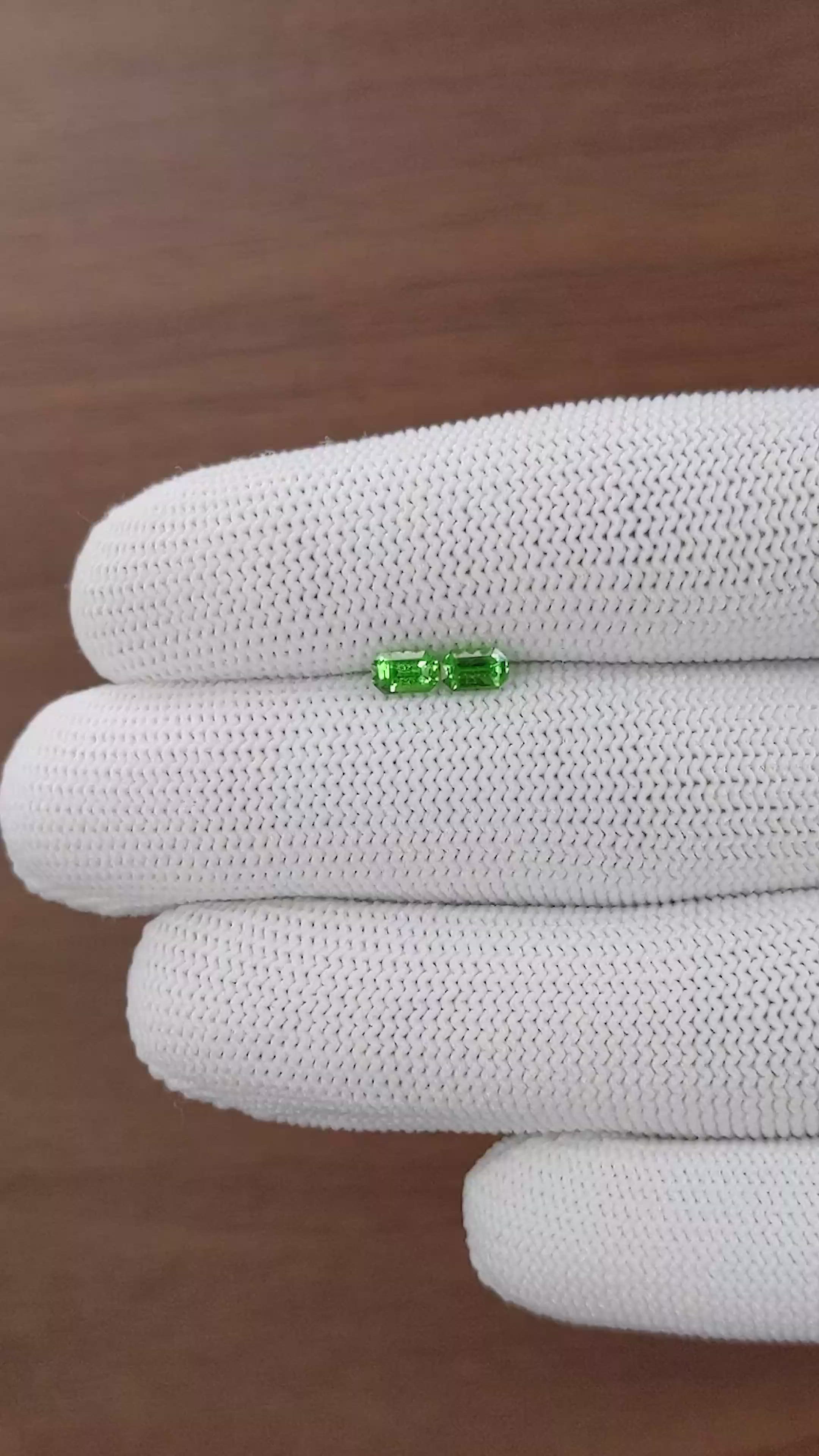 0.76 Ct.Tw.Total Carat Weight Tsavorite Garnet Pair from Tanzania Size Video