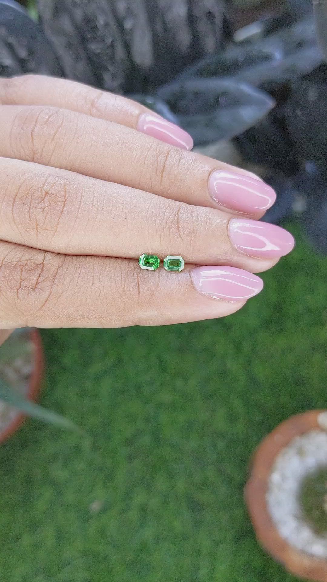 0.41&nbsp;Ct.Tw.Total Carat Weight Tsavorite Garnet Pair from Tanzania Size Video