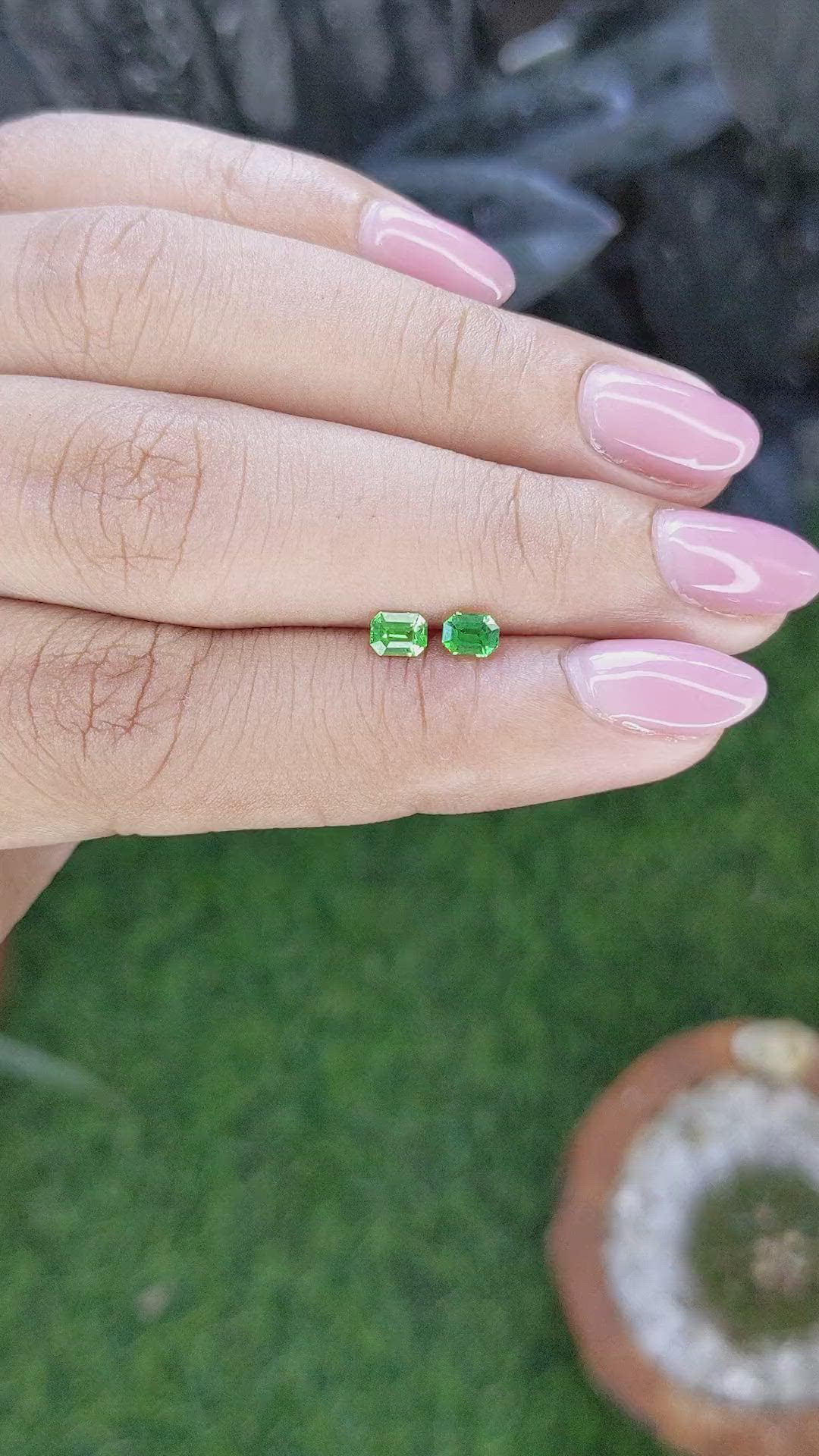 0.53&nbsp;Ct.Tw.Total Carat Weight Tsavorite Garnet Pair from Tanzania Size Video