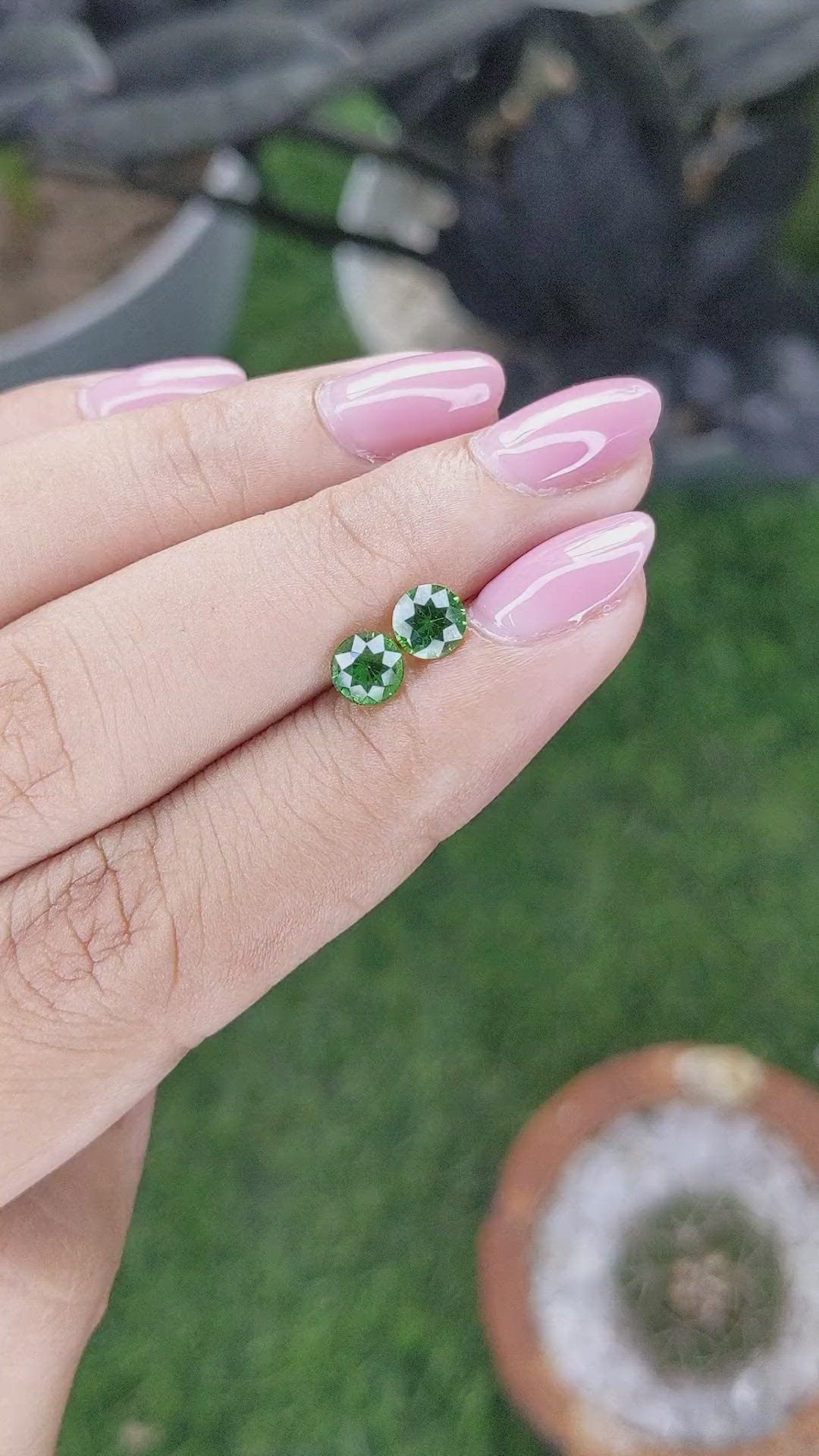 1.26 Ct.Tw.Total Carat Weight Tsavorite Garnet Pair from Tanzania Size Video