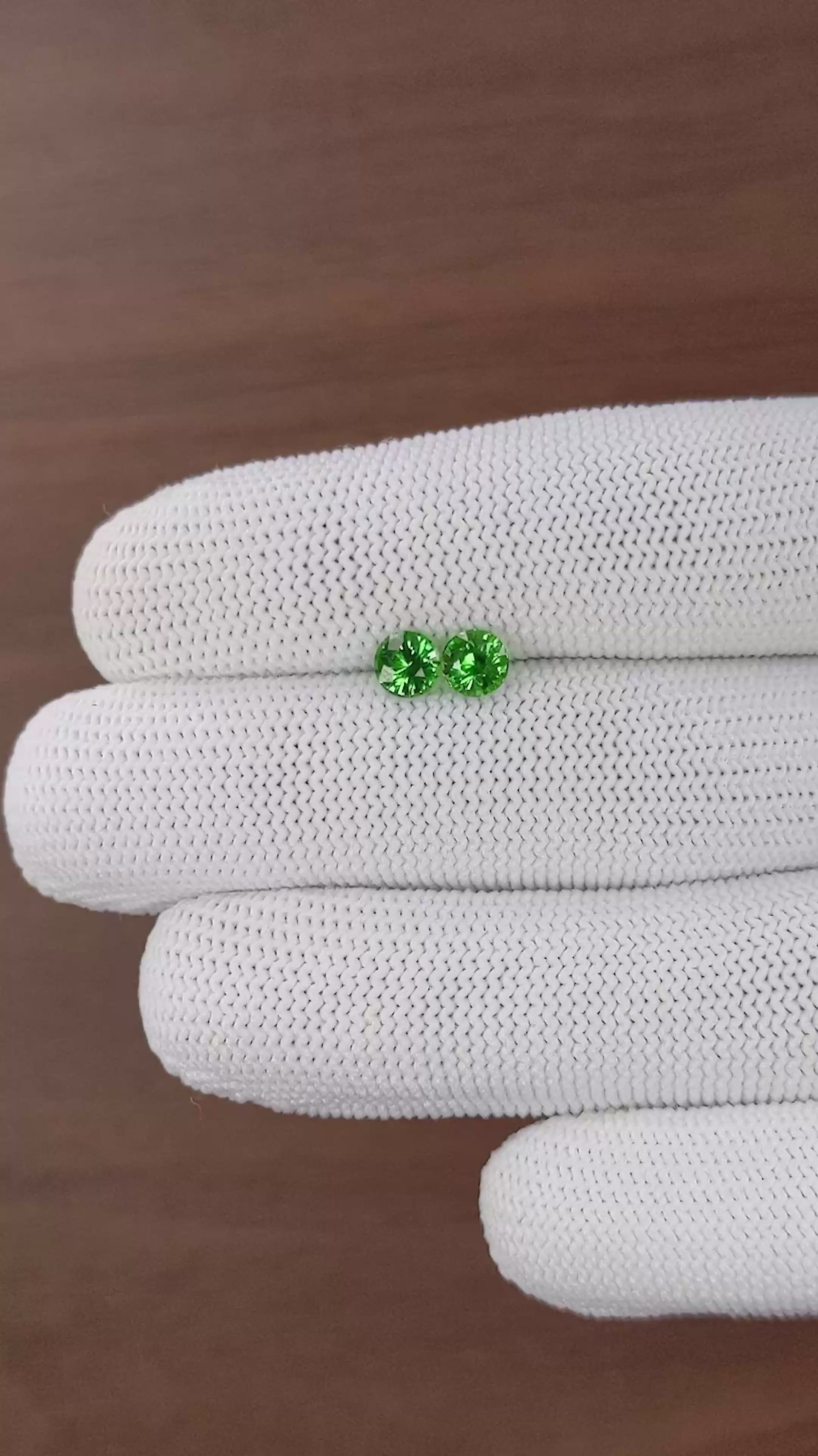 1.26 Ct.Tw.Total Carat Weight Tsavorite Garnet Pair from Tanzania Size Video