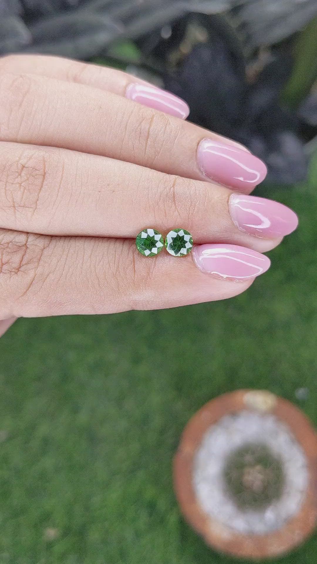 1.26 Ct.Tw.Total Carat Weight Tsavorite Garnet Pair from Tanzania Size Video