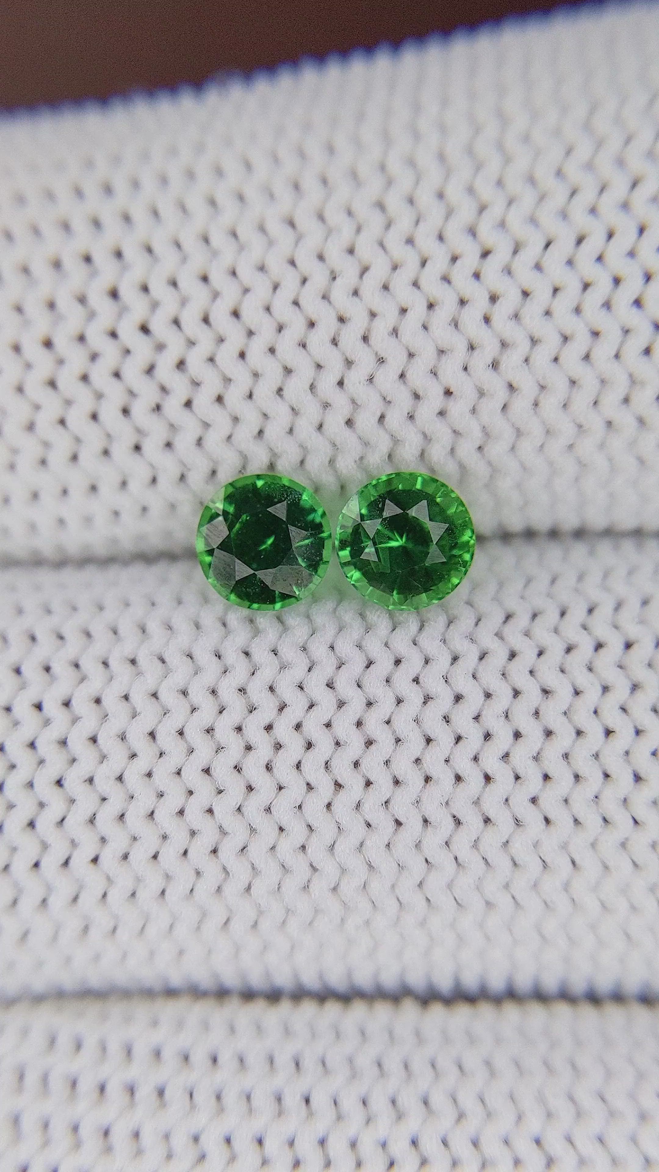 1.26 Ct.Tw.Total Carat Weight Tsavorite Garnet Pair from Tanzania Size Video