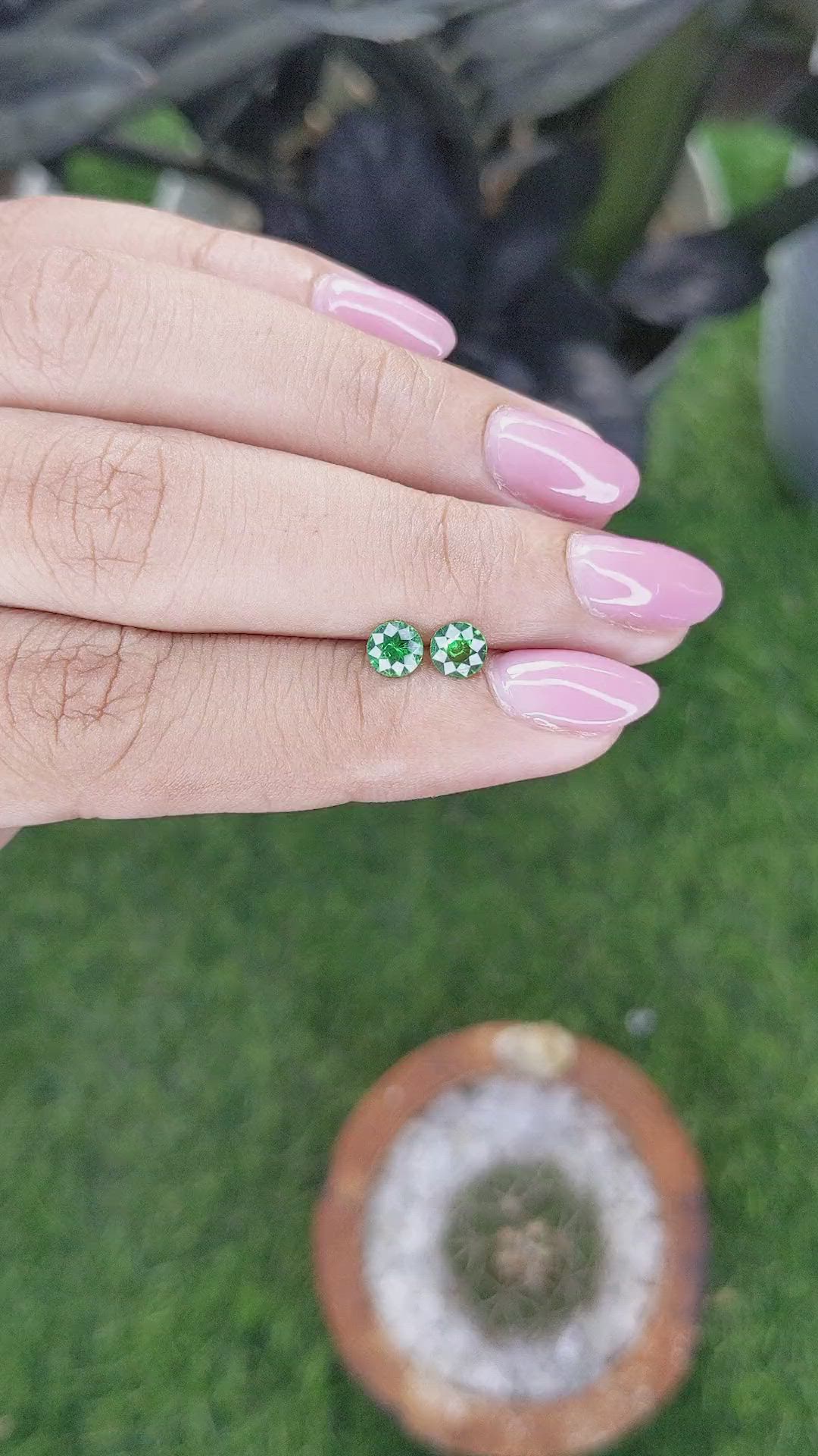 0.73&nbsp;Ct.Tw.Total Carat Weight Tsavorite Garnet Pair from Tanzania Size Video