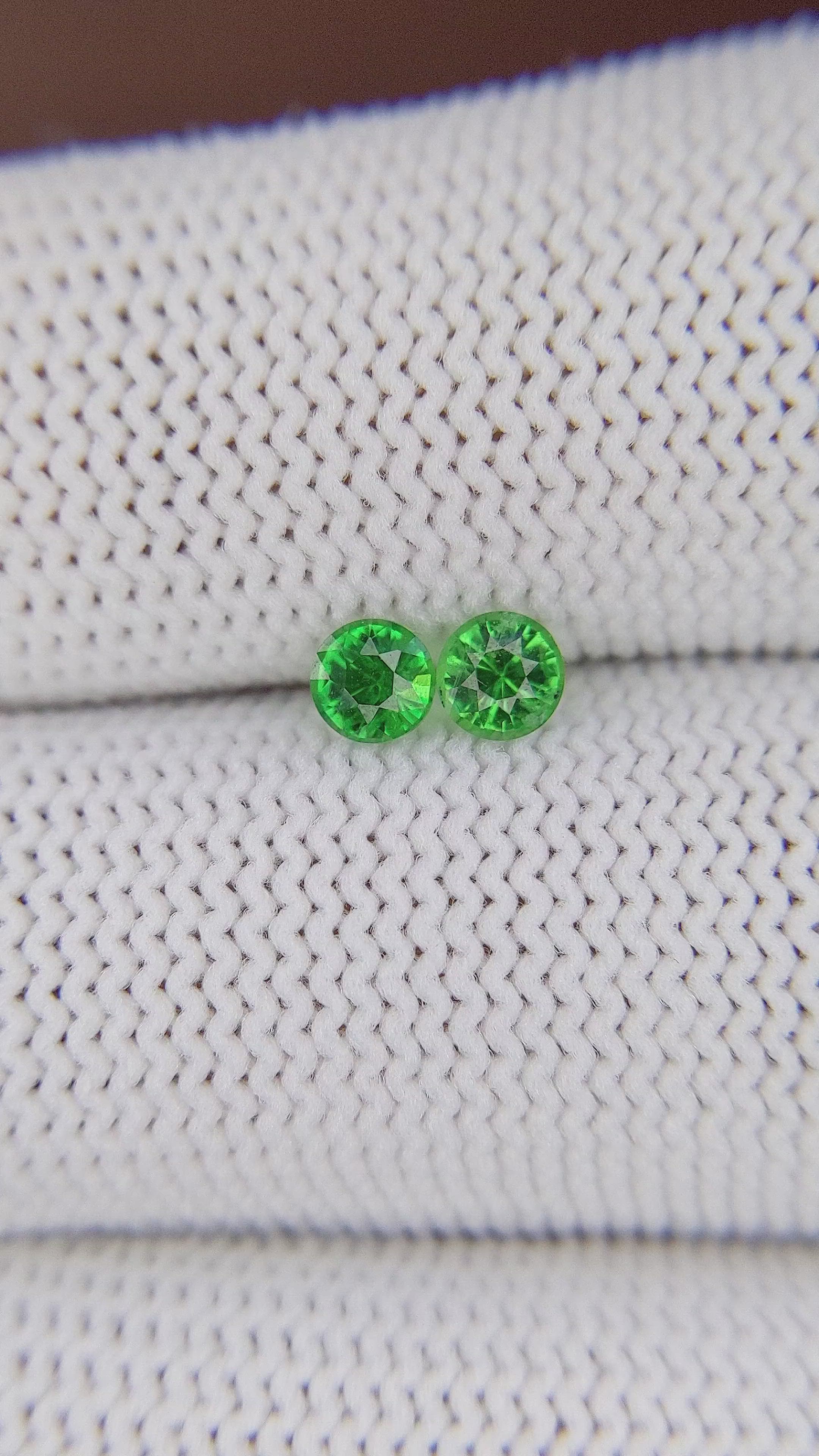0.57 Ct.Tw.Total Carat Weight Tsavorite Garnet Pair from Tanzania Size Video