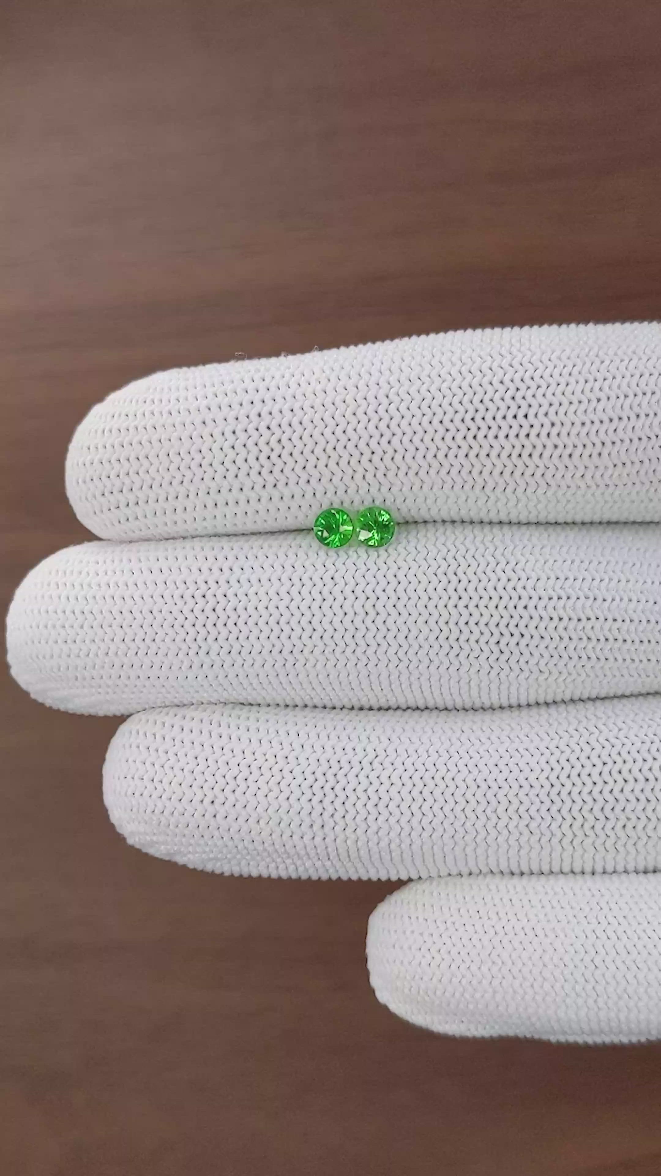 0.57 Ct.Tw.Total Carat Weight Tsavorite Garnet Pair from Tanzania Size Video