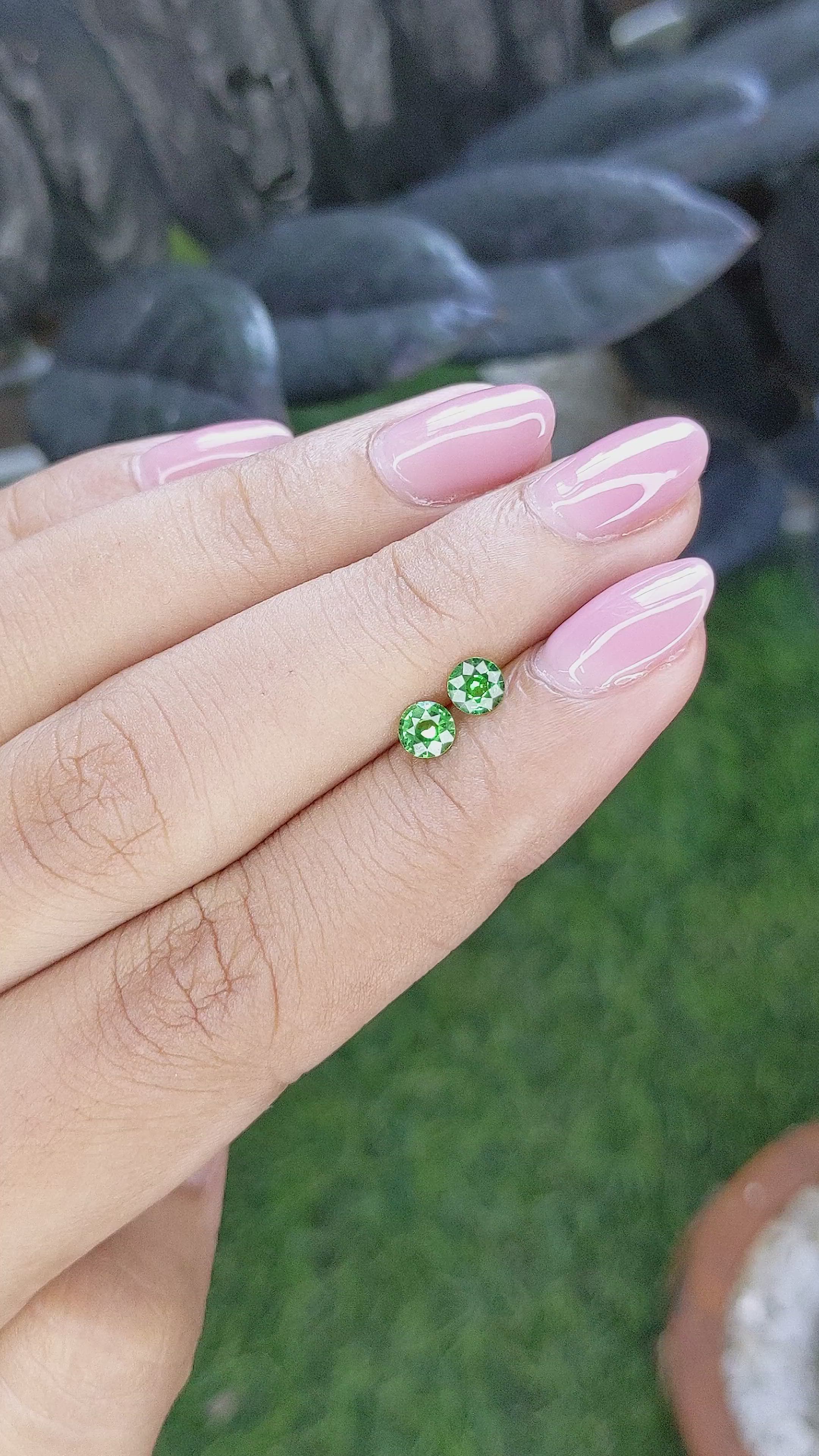 0.50&nbsp;Ct.Tw.Total Carat Weight Tsavorite Garnet Pair from Tanzania Size Video