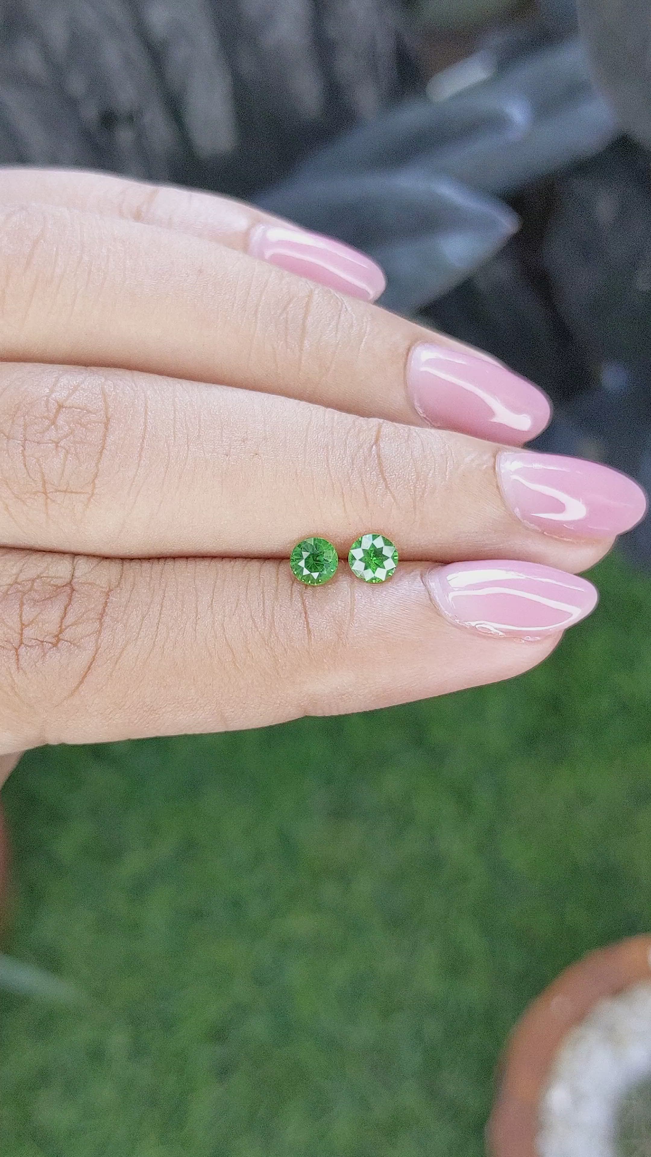 0.61 Ct.Tw.Total Carat Weight Tsavorite Garnet Pair from Tanzania Size Video
