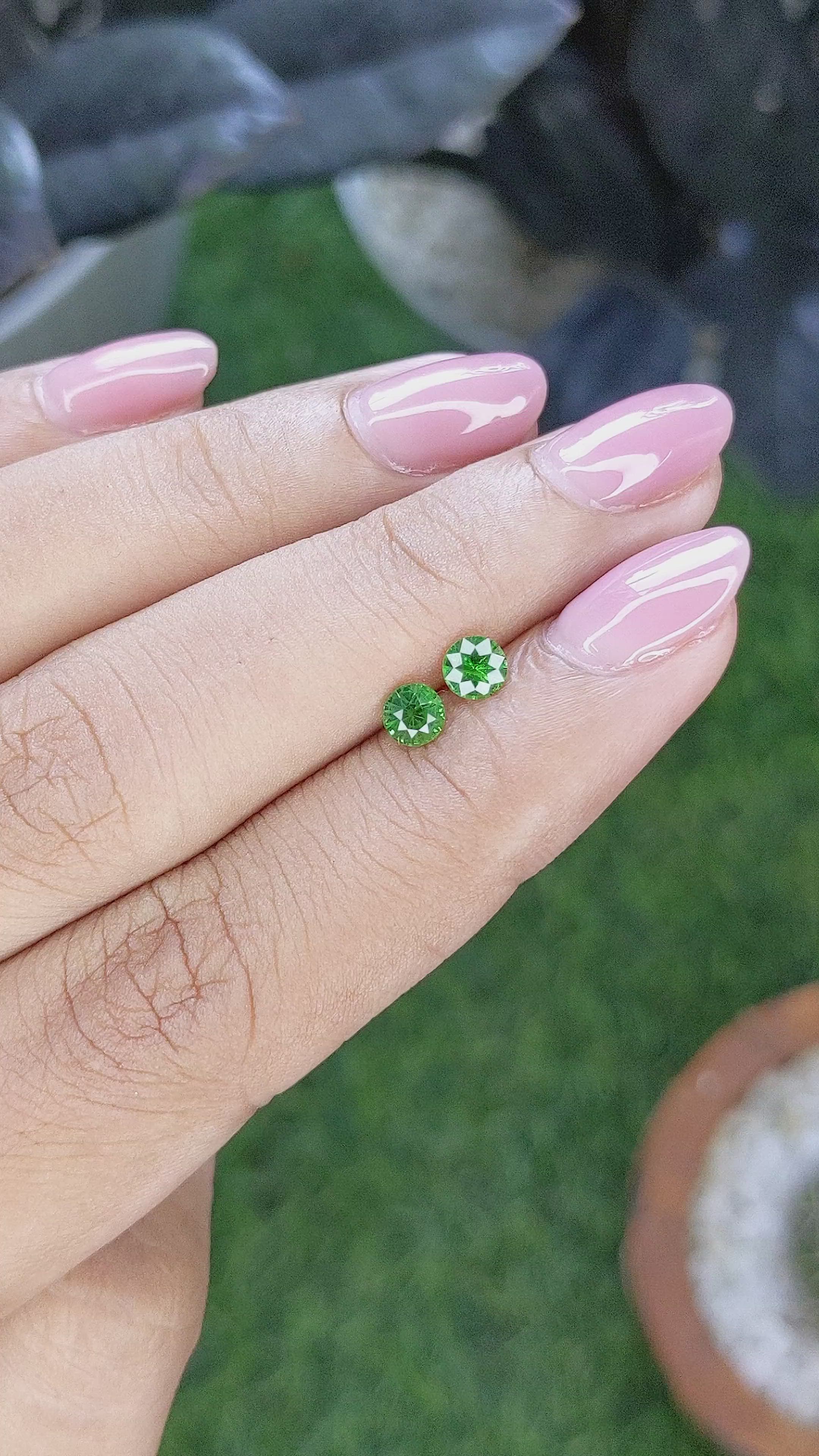 0.61 Ct.Tw.Total Carat Weight Tsavorite Garnet Pair from Tanzania Size Video