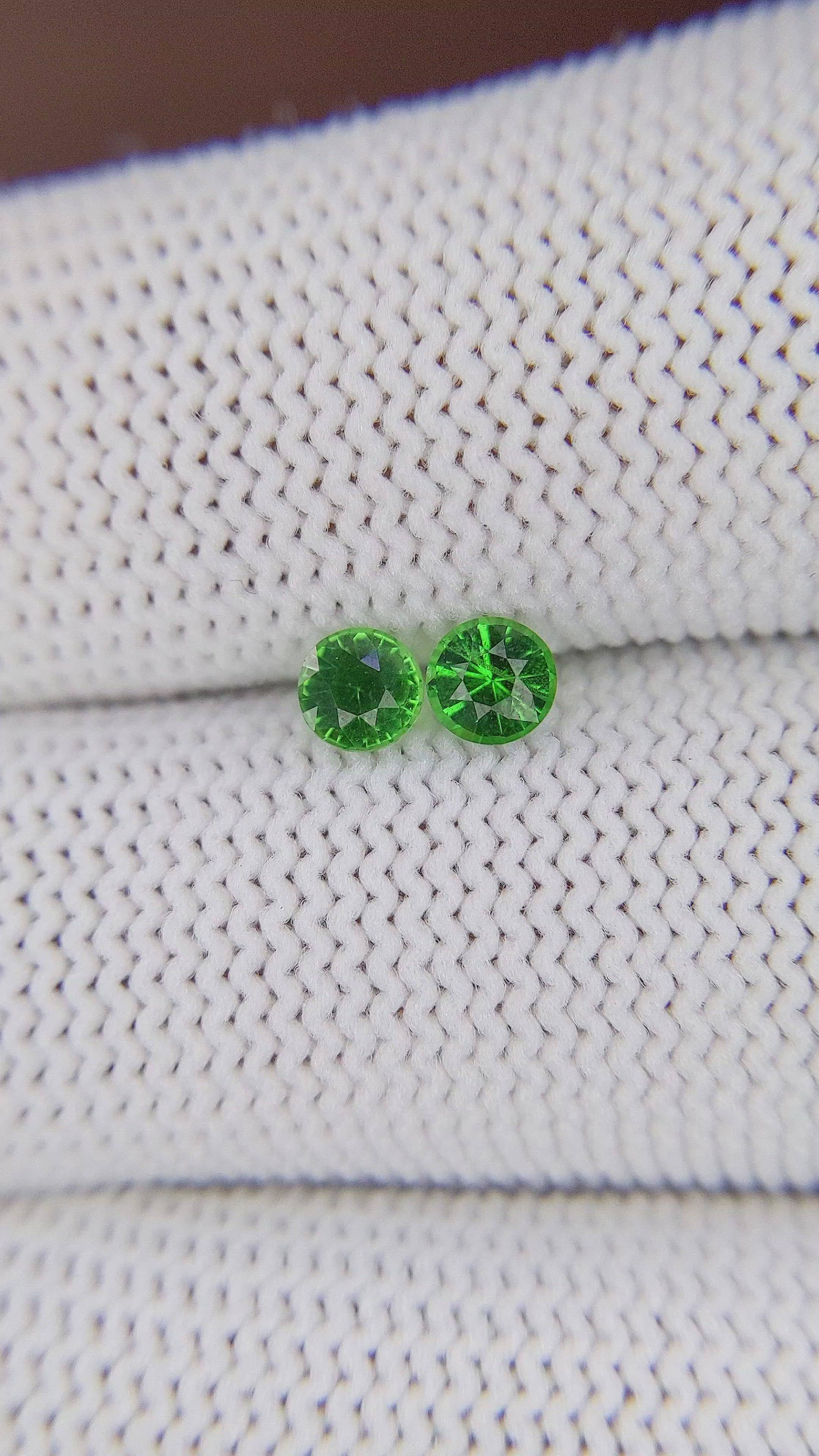 0.61 Ct.Tw.Total Carat Weight Tsavorite Garnet Pair from Tanzania Size Video