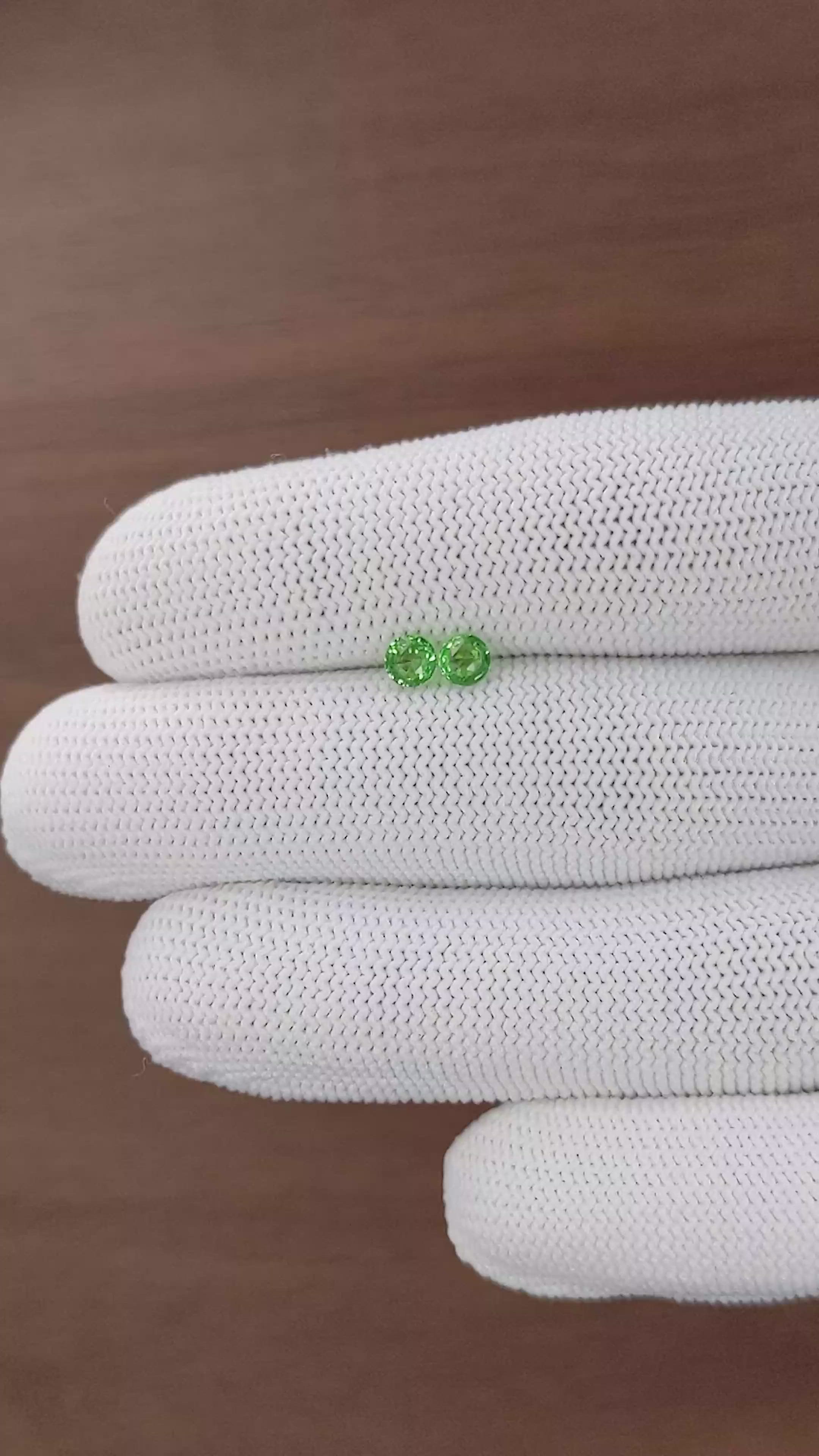 0.76 Ct.Tw.Total Carat Weight Tsavorite Garnet Pair from Tanzania Size Video