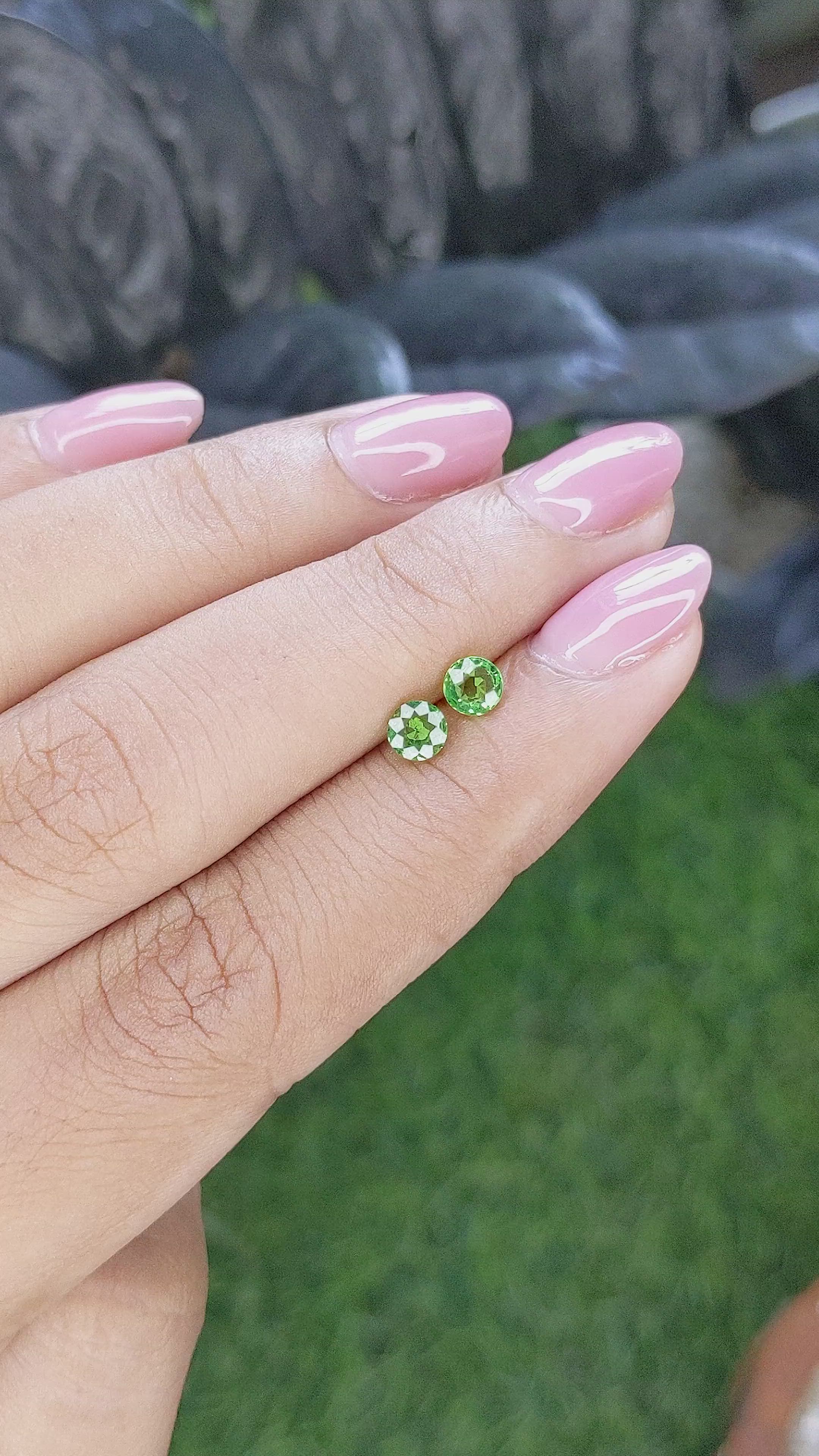 0.76 Ct.Tw.Total Carat Weight Tsavorite Garnet Pair from Tanzania Size Video