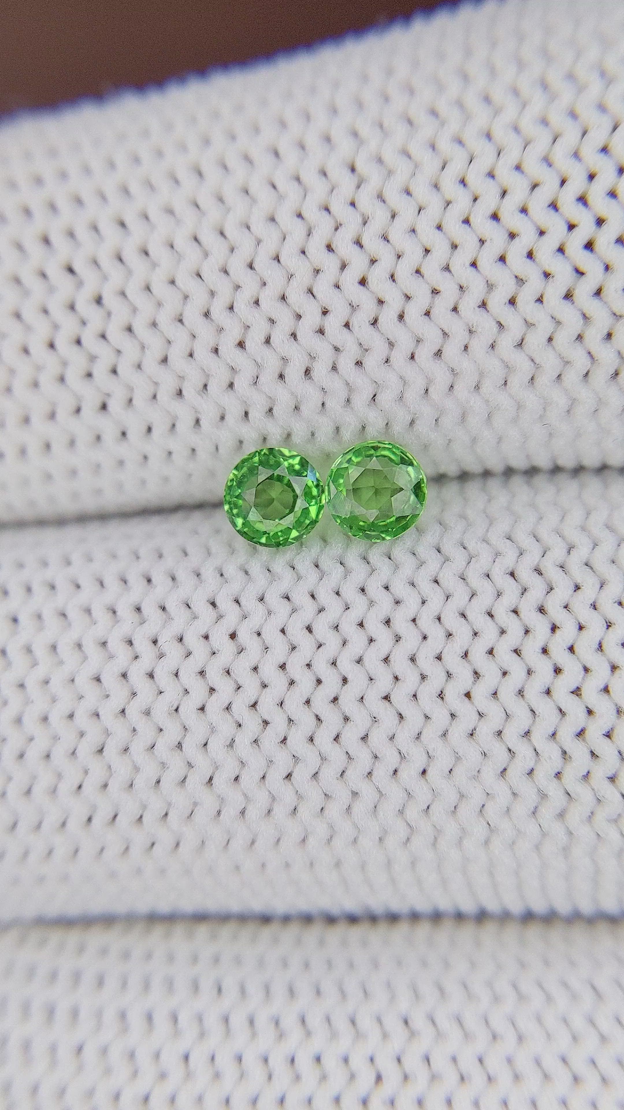 0.76 Ct.Tw.Total Carat Weight Tsavorite Garnet Pair from Tanzania Size Video
