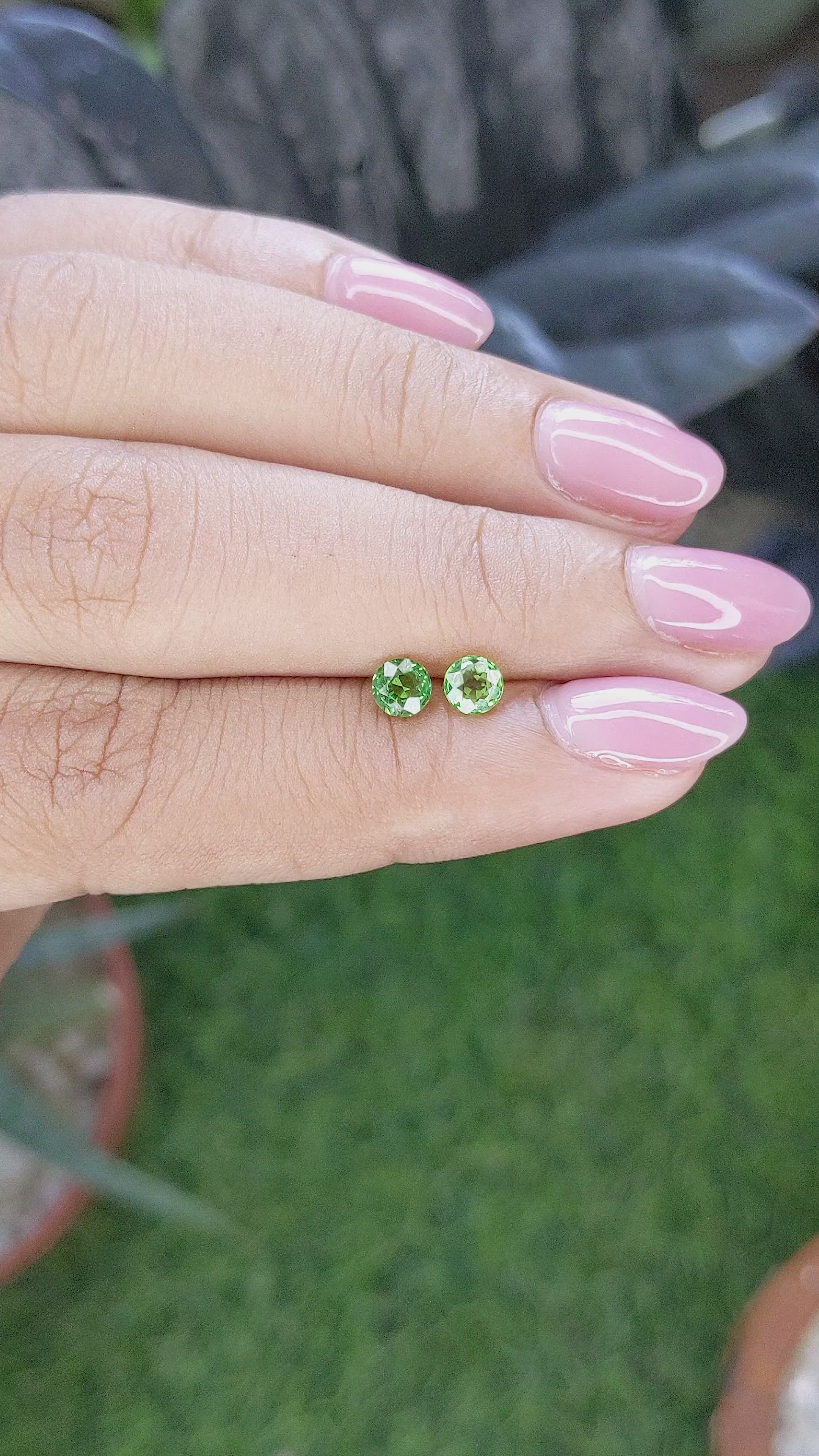 0.76 Ct.Tw.Total Carat Weight Tsavorite Garnet Pair from Tanzania Size Video