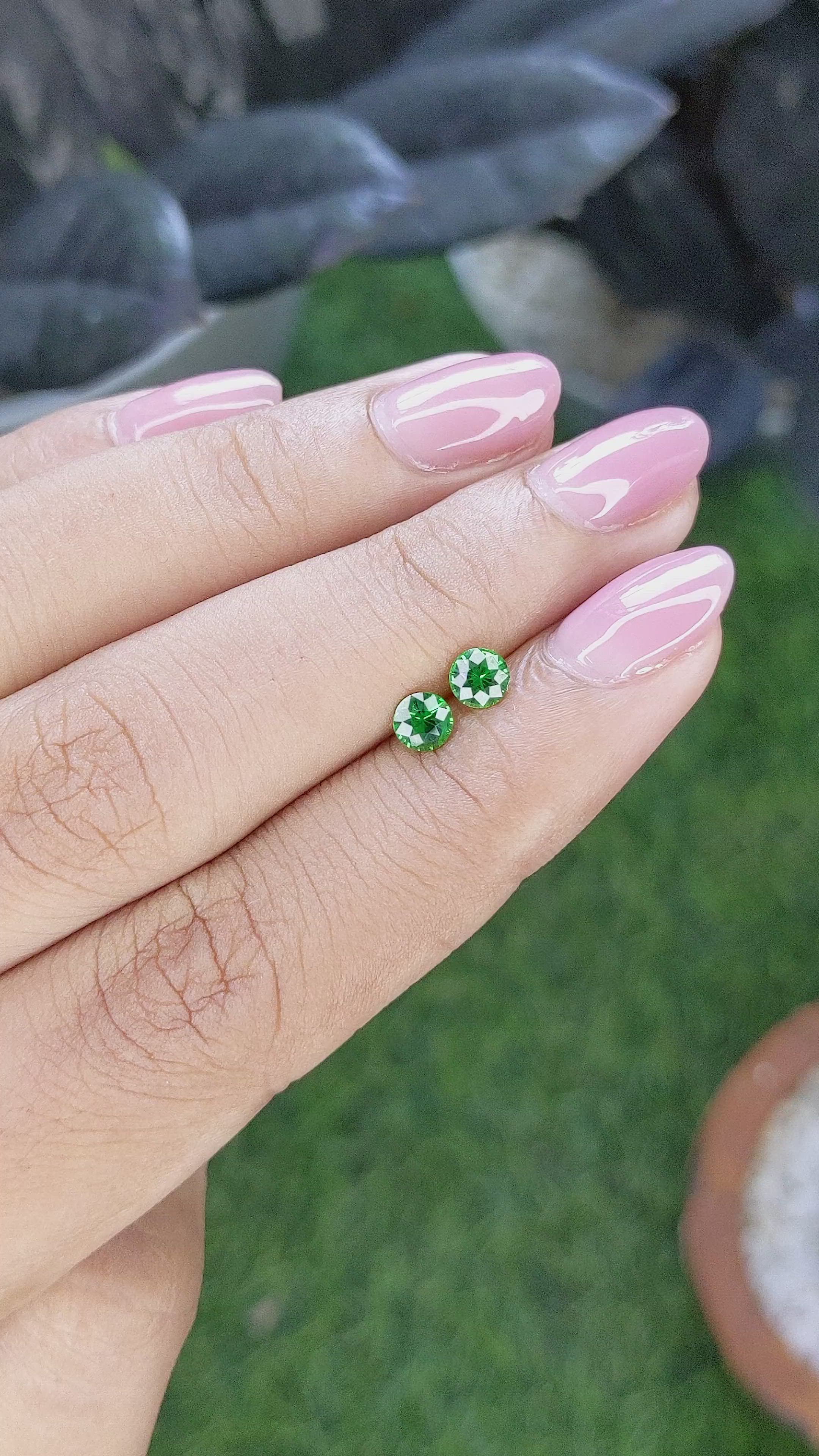 0.60 Ct.Tw.Total Carat Weight Tsavorite Garnet Pair from Tanzania Size Video