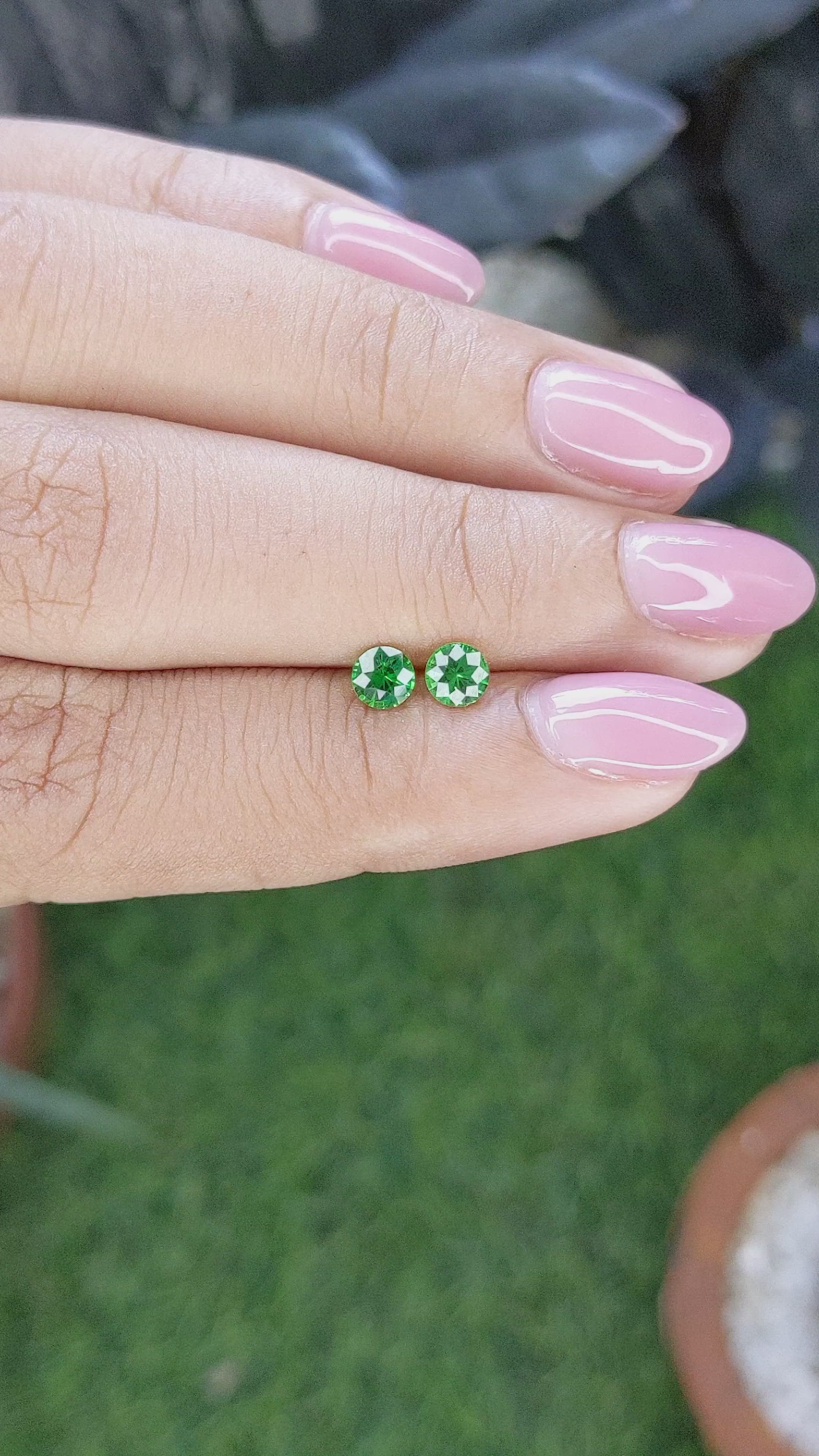 0.60 Ct.Tw.Total Carat Weight Tsavorite Garnet Pair from Tanzania Size Video
