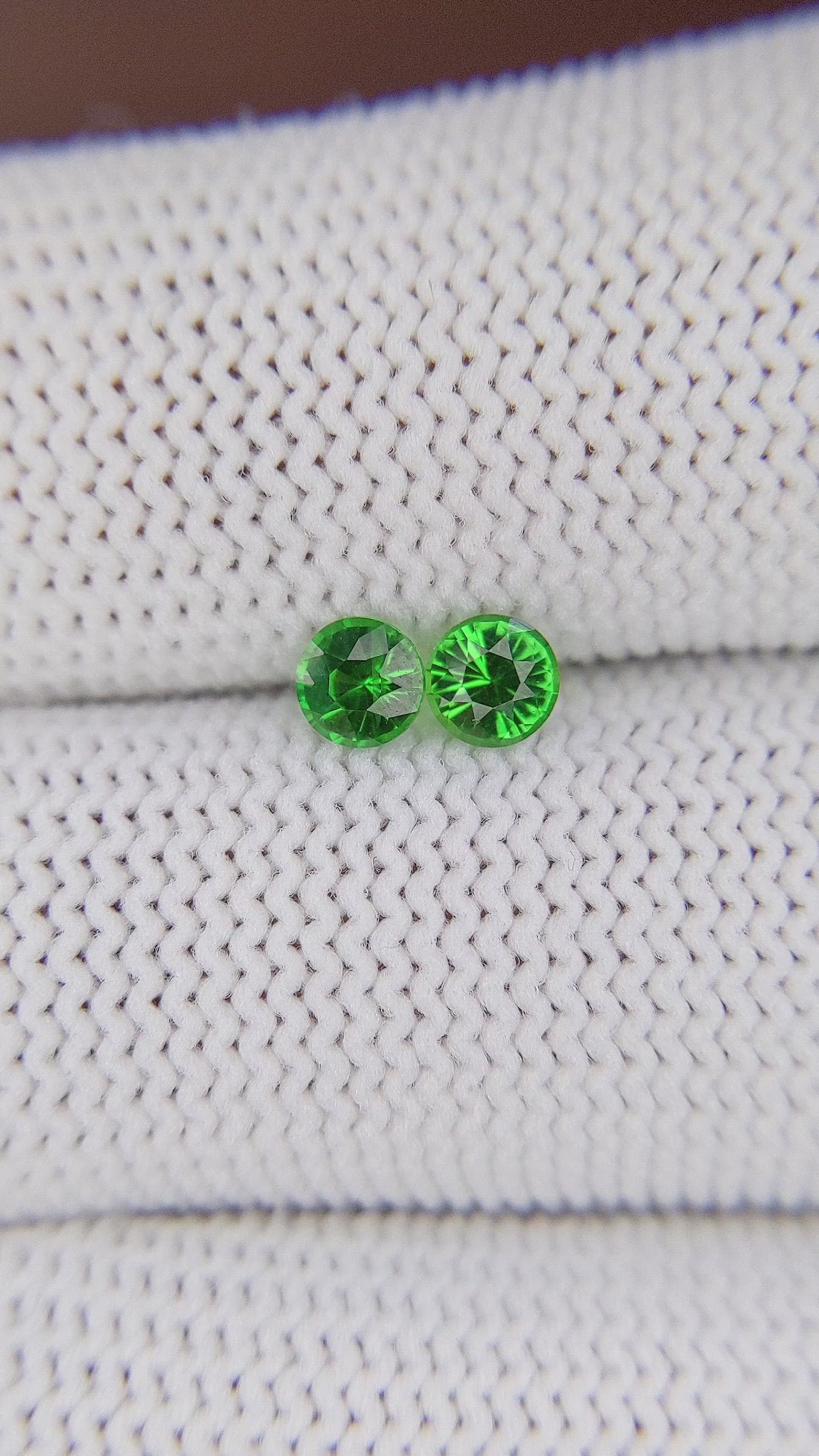 0.60 Ct.Tw.Total Carat Weight Tsavorite Garnet Pair from Tanzania Size Video