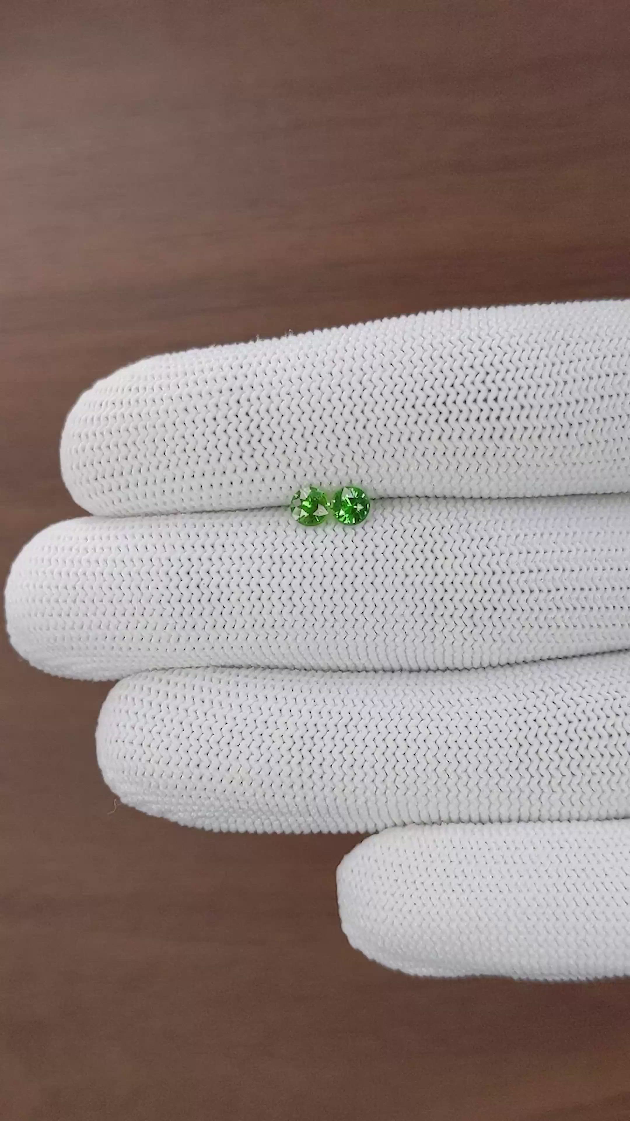 0.58 Ct.Tw.Total Carat Weight Tsavorite Garnet Pair from Tanzania Size Video